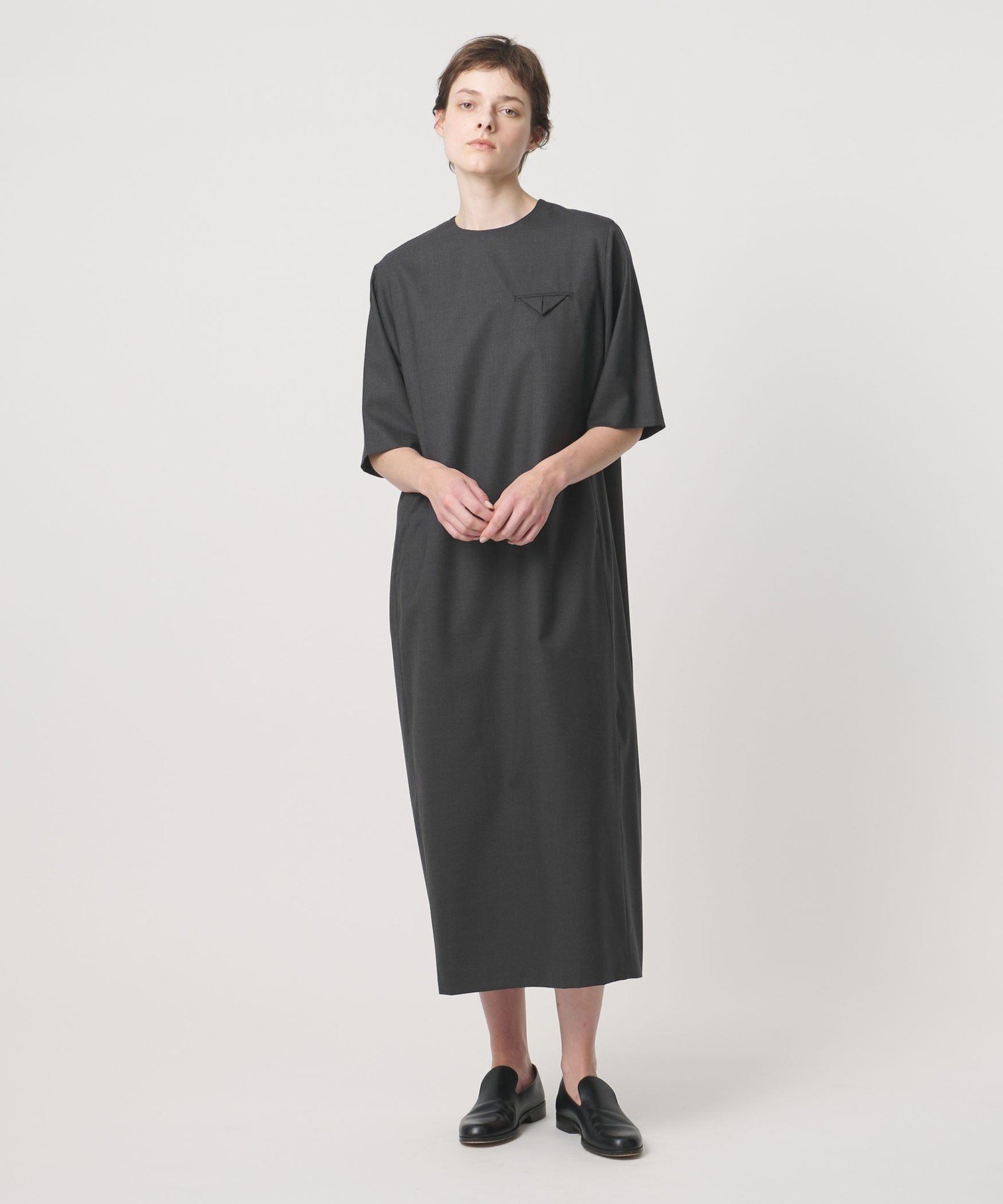 ＜LOEFF＞ボックス ショートスリーブ ワンピース ユナイテッドアローズ ワンピース・ドレス ワンピース ブラック グレー