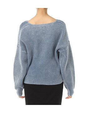【SALE/30%OFF】AZUL by moussy 《3/31 12時までWEB限定価格》ストーンウォッシュワッフル編みVネックニットプルオーバー アズールバイマウジー ニット【RBA_S】【RBA_E】