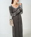 FREAK'S STORE ベロア バレエネック ロング ワンピース【限定展開】 フリークスストア ワンピース・ドレス ワンピース グレー ブルー ブラック ブ...