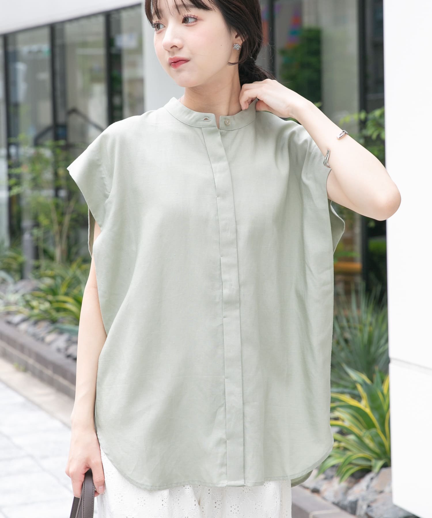 【SALE／19%OFF】URBAN RESEARCH ITEMS リネン混タックフレンチスリーブシャツ ア...