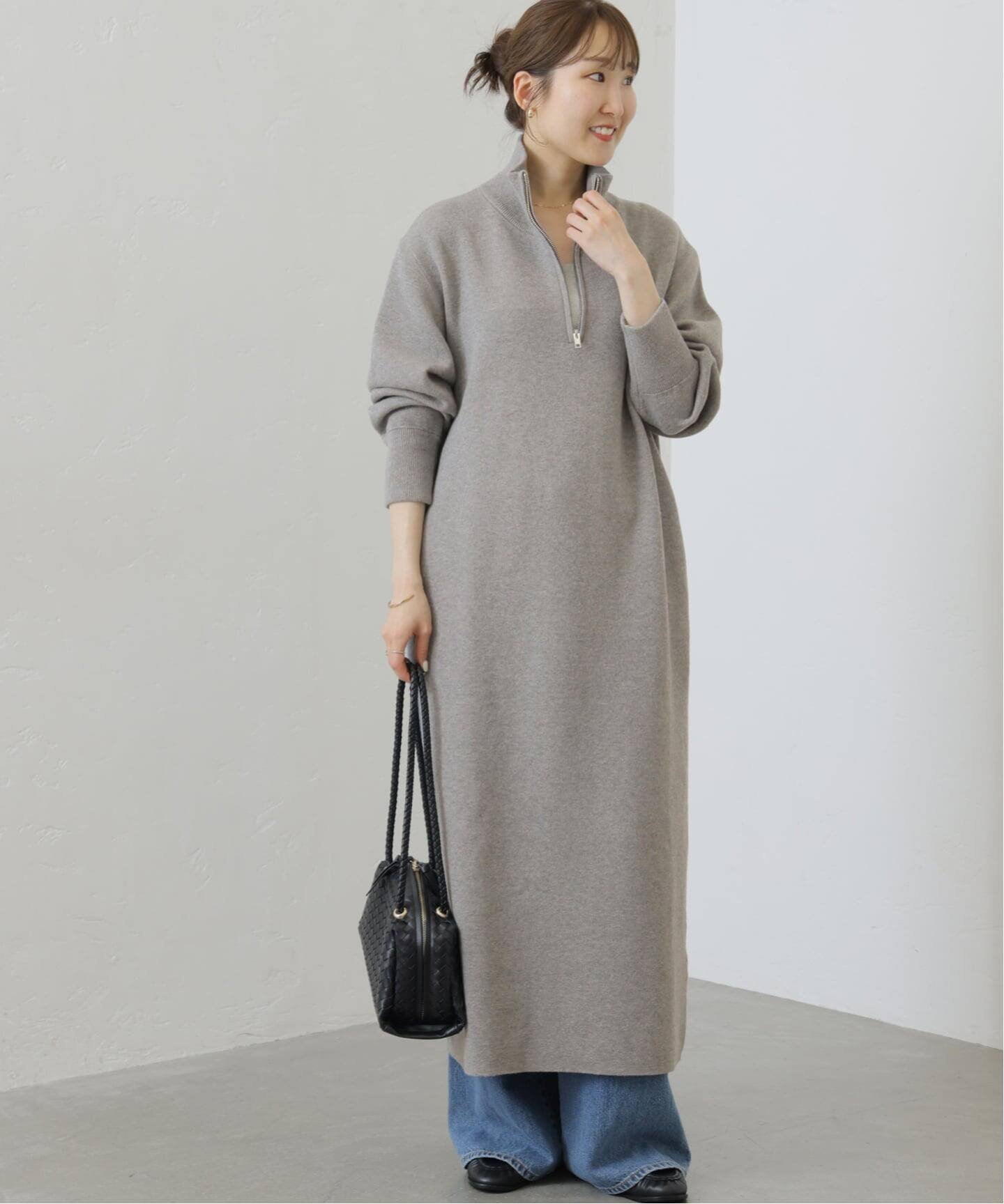 JOURNAL STANDARD relume 《WEB限定追加予約3》スウェットライクハーフジップワンピース ジャーナル スタンダード レリューム ワンピース・ドレス その他のワンピース・ドレス グレー ネイビー