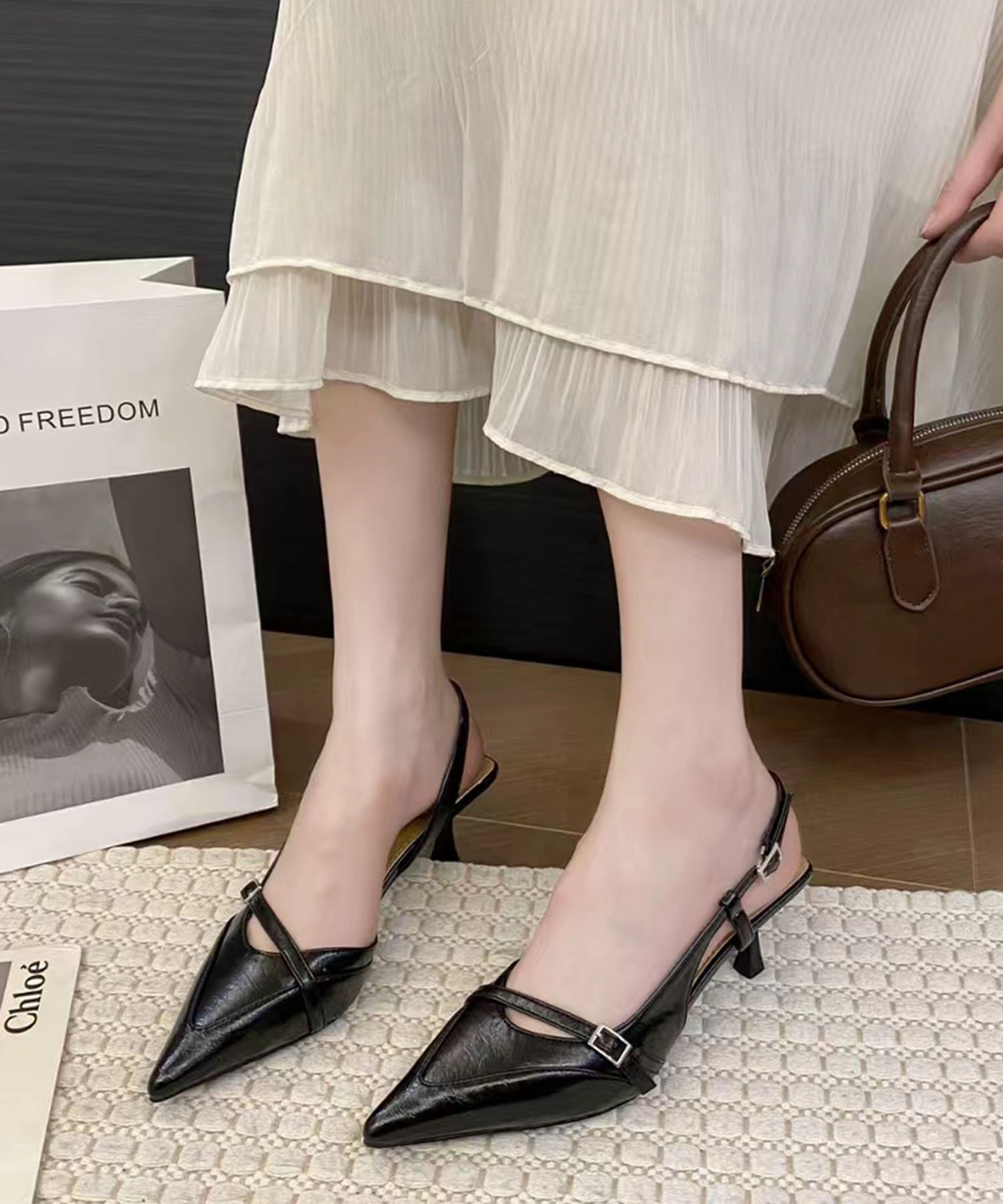 【SALE／10%OFF】aimoha - select - 【SHOES 365】ポインテッドストラップパンプス アイモハ シューズ・靴 パンプス ホワイト ブラック【送料無料】