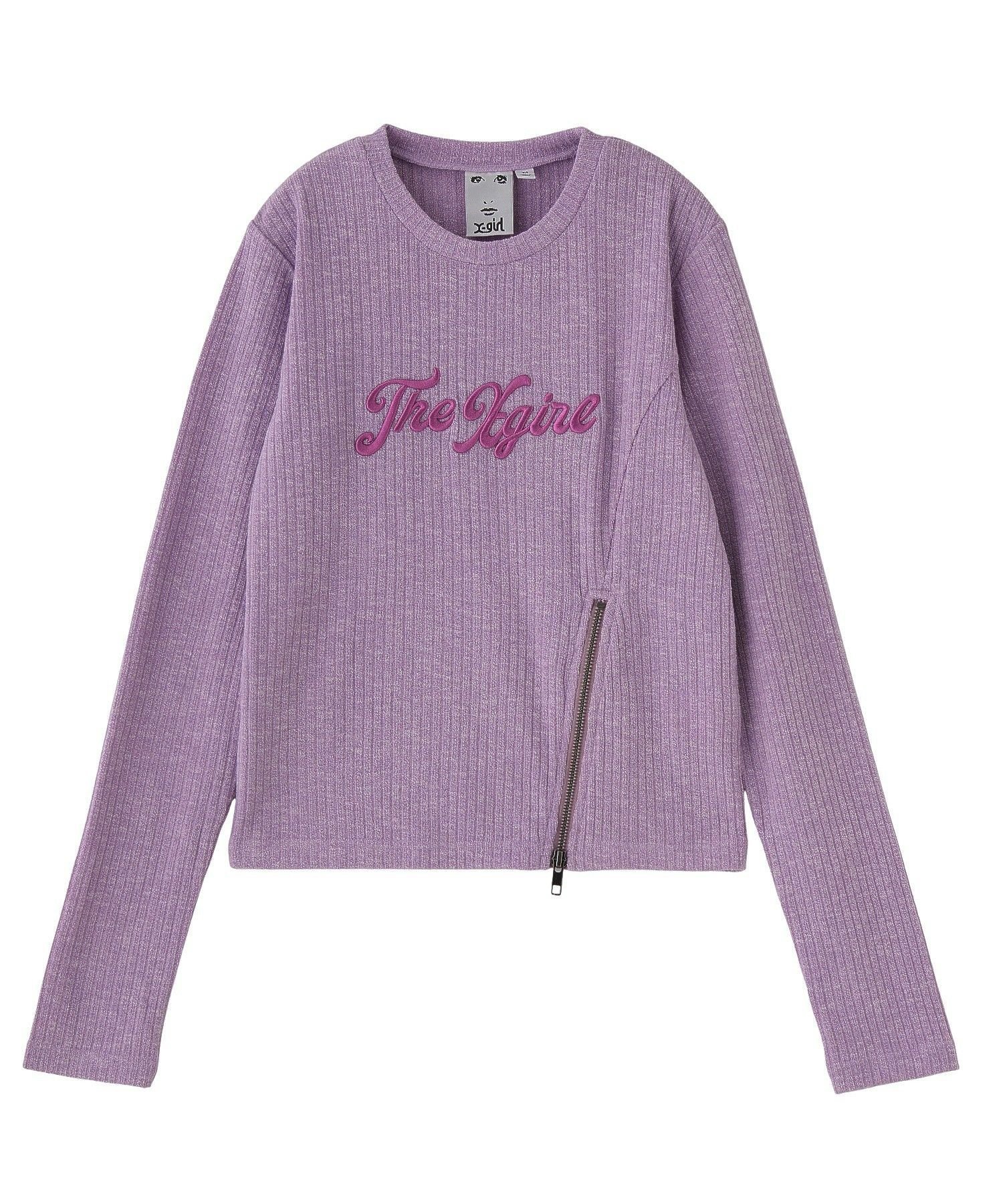 X-girl ZIP HEM COMPACT RIBBED TOP エックスガール トップス カットソー・Tシャツ ピンク ブルー ブラック