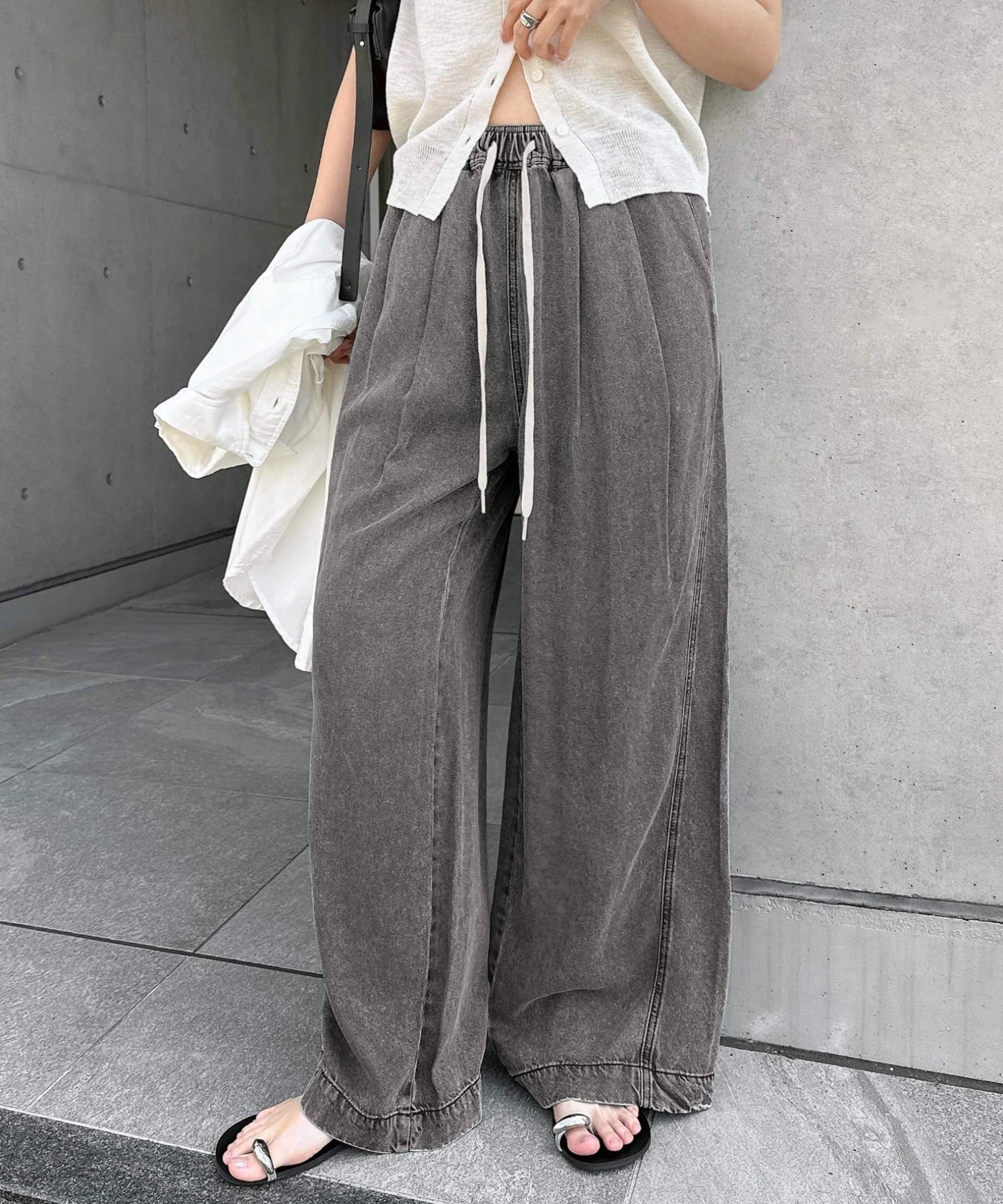 Freesia テンセル デニム イージー ワイドパンツ Freesia フリージア アンドミー パンツ その他のパンツ ブラック ブルー【送料無料】