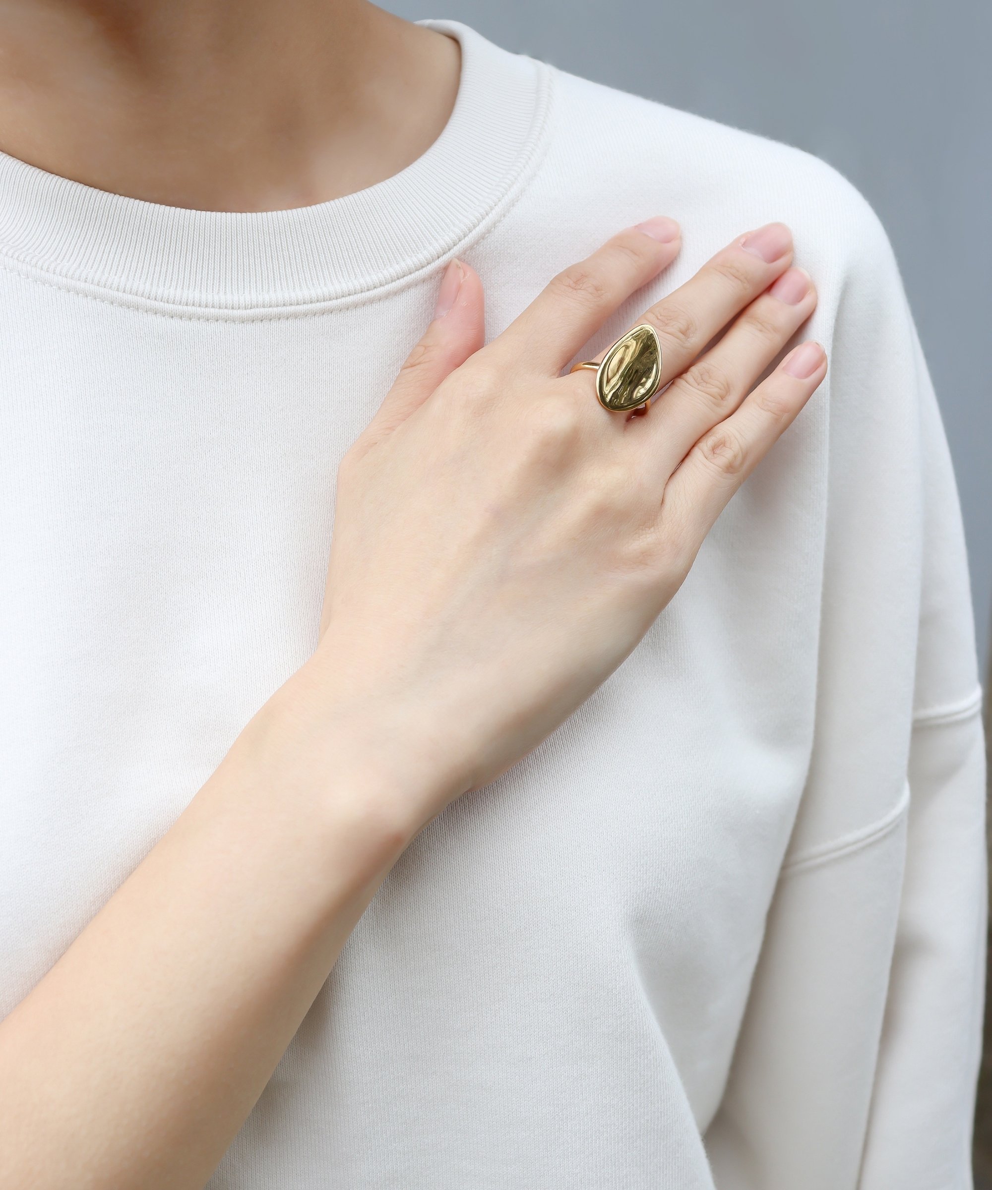 【SALE/50% OFF】ieLS Stainless Steel Plate Ring, Free Size, Coo Croissant Design, Accessories, Watches, Rings, Silver, Gold