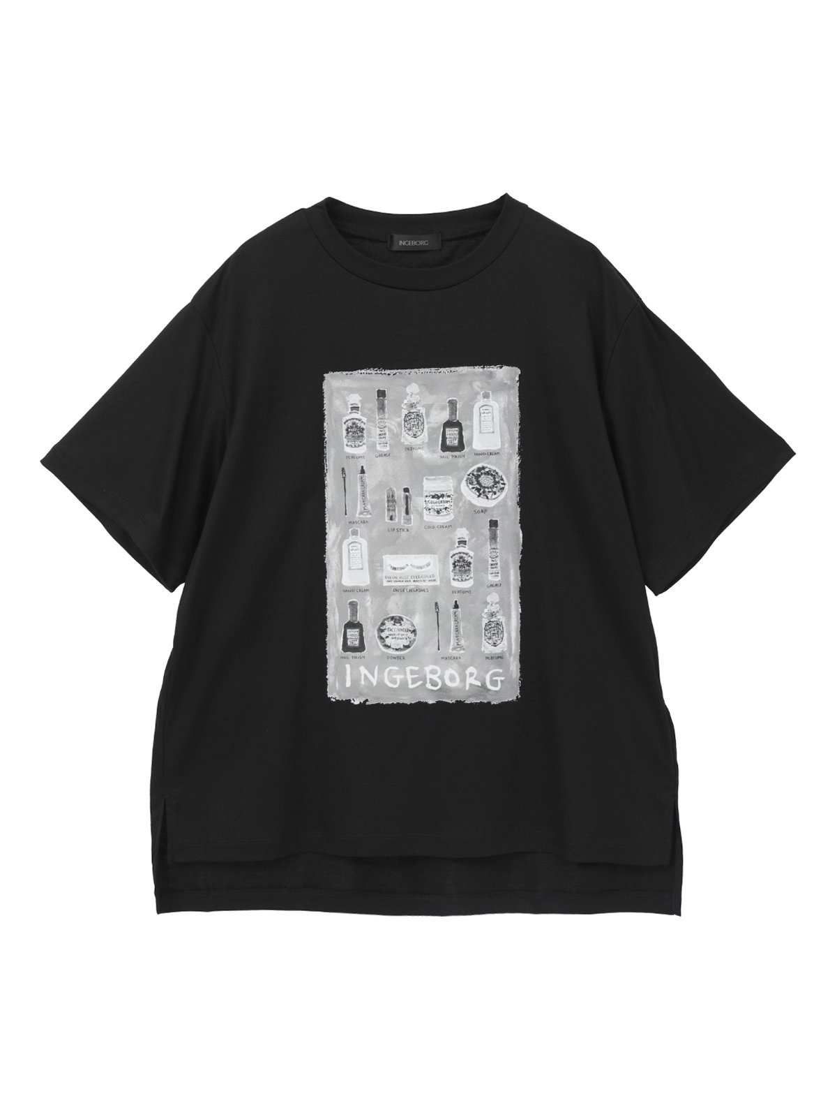 INGEBORG コスメティックワンポイントpt.カットソー ピンクハウス トップス カットソー・Tシャツ ブラック ピンク ホワイト ベージュ ブルー