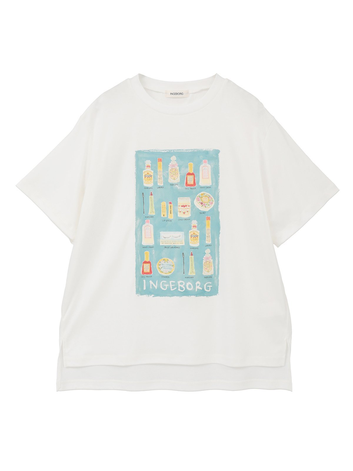 INGEBORG コスメティックワンポイントpt.カットソー ピンクハウス トップス カットソー・Tシャツ ブラック ピンク ホワイト ベージュ ブルー