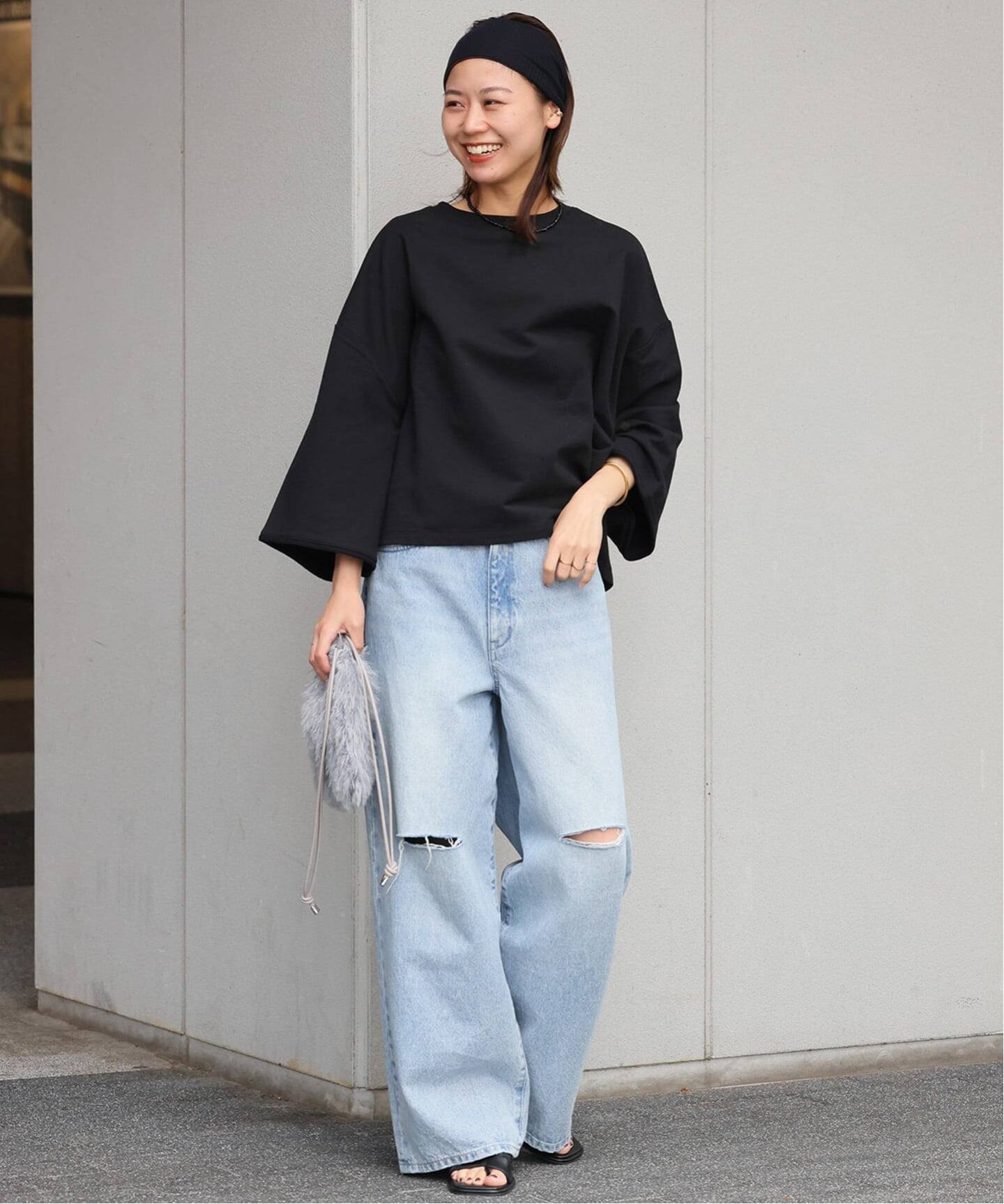 JOURNAL STANDARD relume 《WEB限定追加》バイオミニ裏毛ルーズプルオーバー ジャーナル スタンダード レリューム トップス カットソー・Tシャツ ブラック グレー