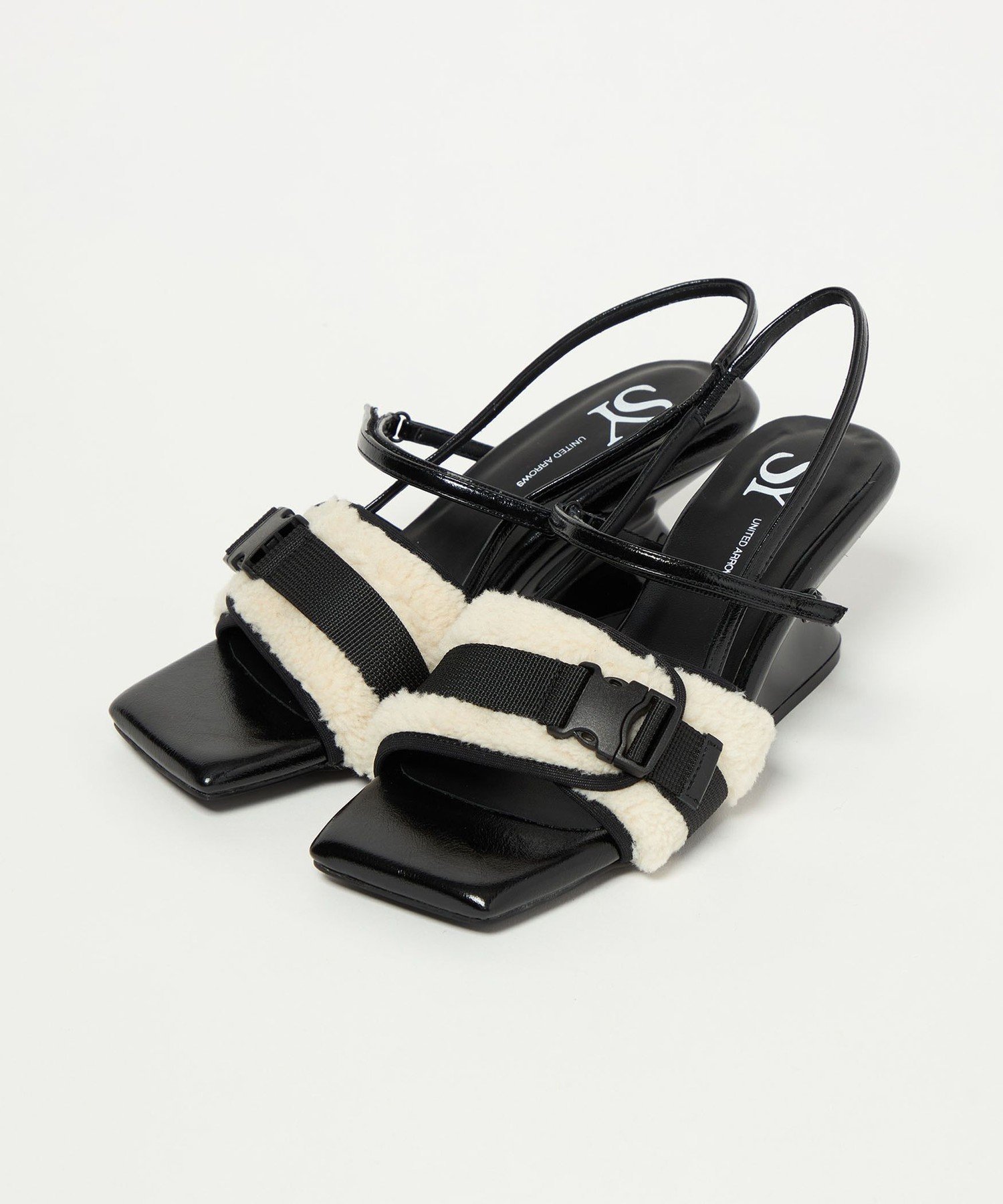 SY UNITED ARROWS ＜SY＞ボア ウェッジバックベルト サンダル60↑ オデット エ オディール シューズ・靴 サンダル ホワイト ブラック
