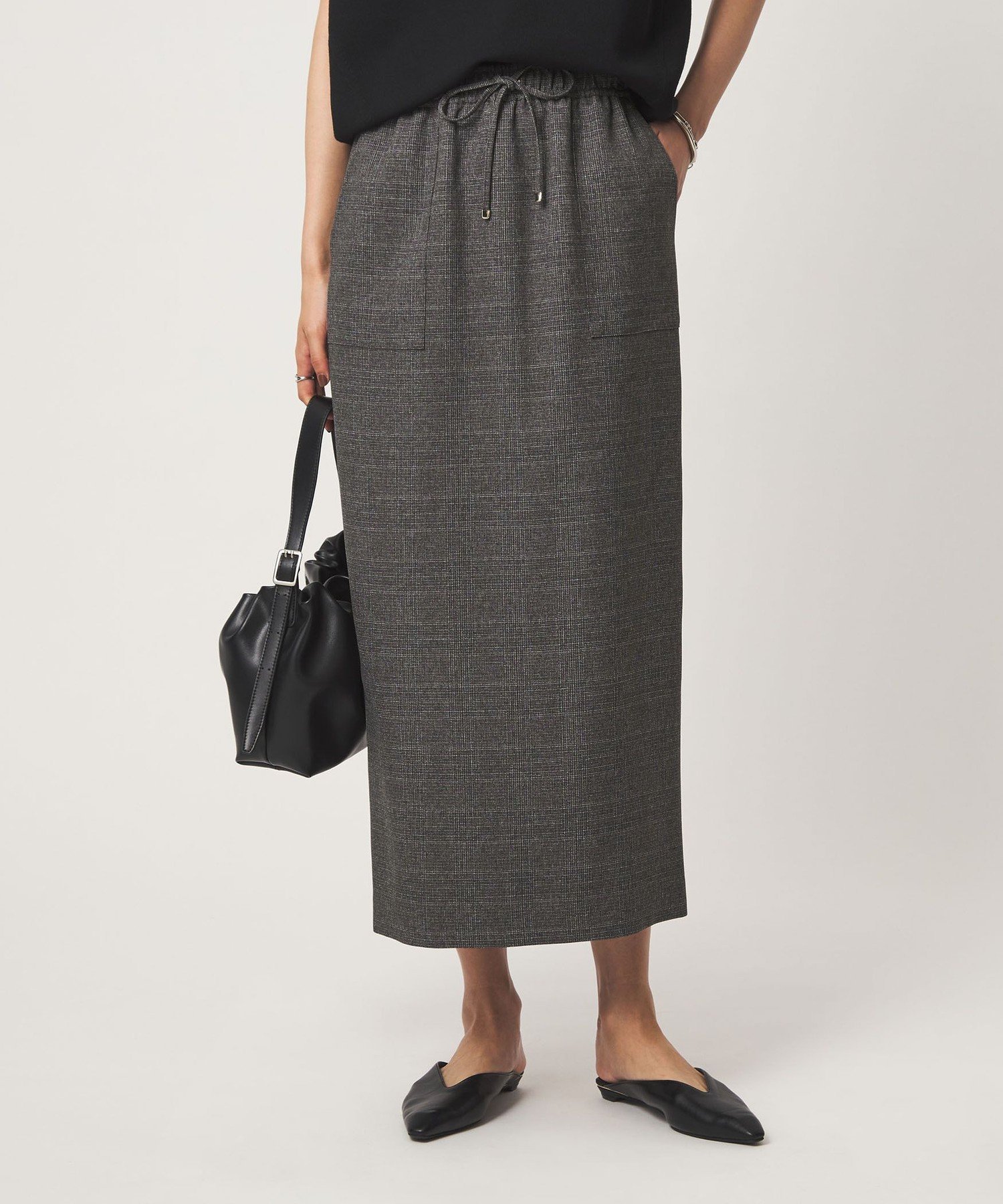 UNITED ARROWS green label relaxing [size SHORTあり]ツイードライク スカート マシンウォッシャブル 帯電防止 ユナイテッドアローズ グリーンレーベルリラクシング スカート ロング・マキシスカート ベージュ グレー【送料無料】