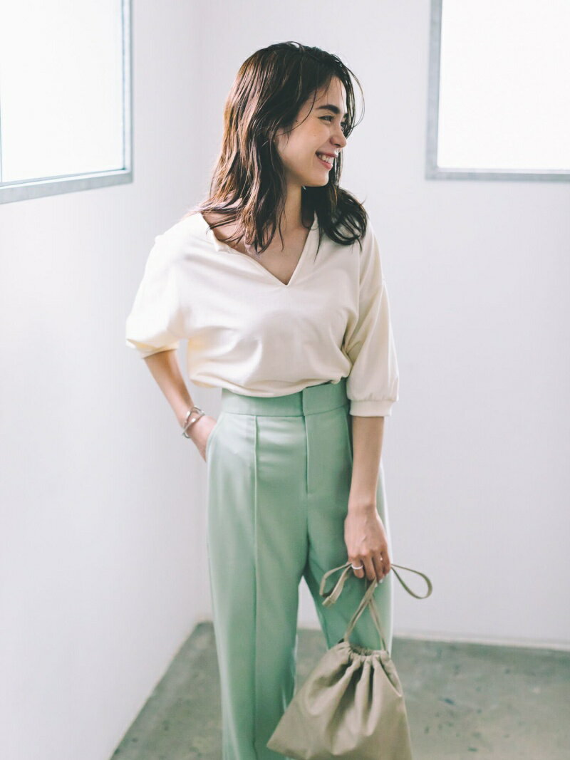 【SALE／70%OFF】koe Women's ミニ裏毛キーネックプルオーバー コエ カットソー Uネックカットソー ホワイト グレー ブルーのサムネイル