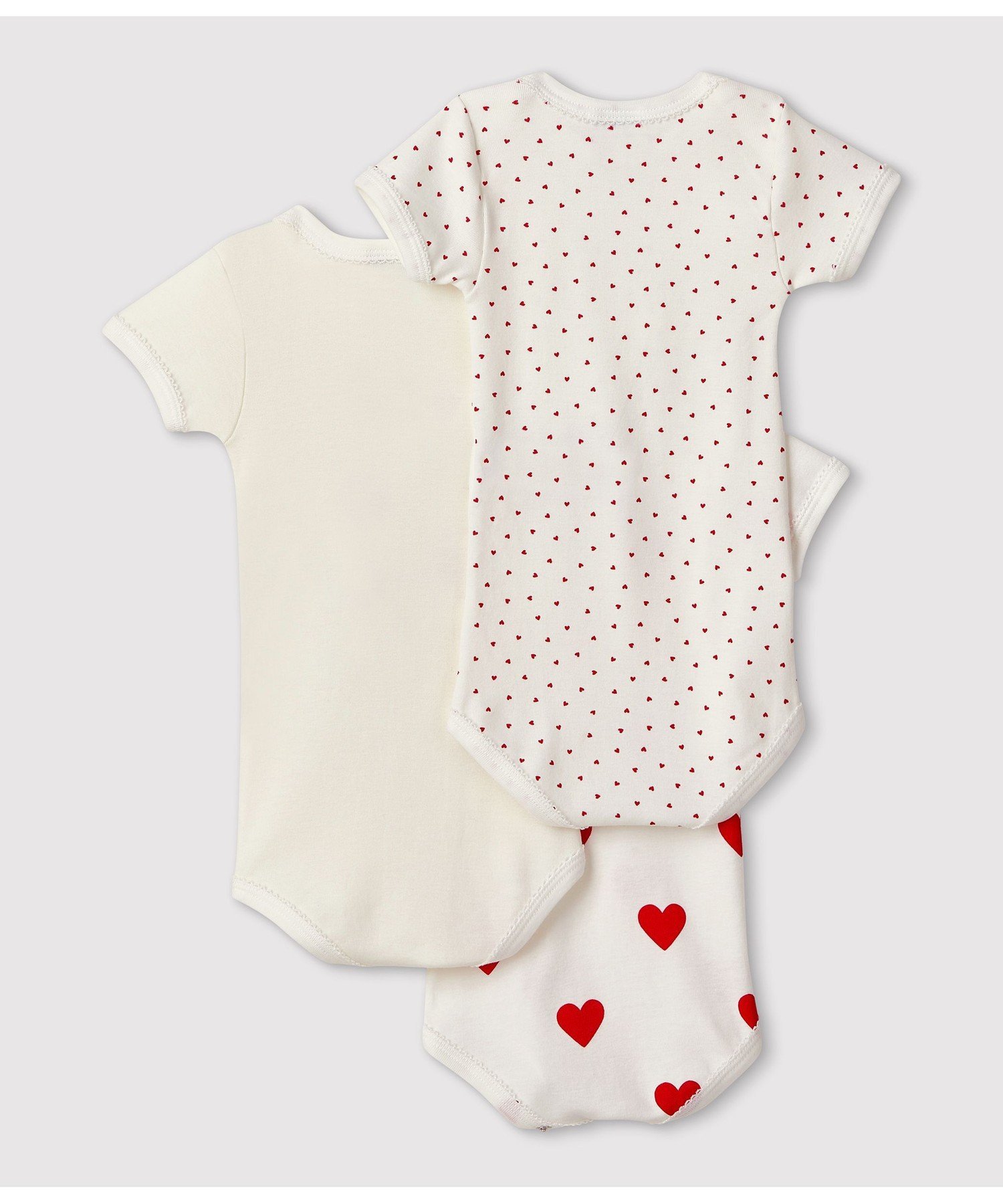 PETIT BATEAU ハートプリント半袖ボディ3枚組 プチバトー マタニティウェア・ベビ...