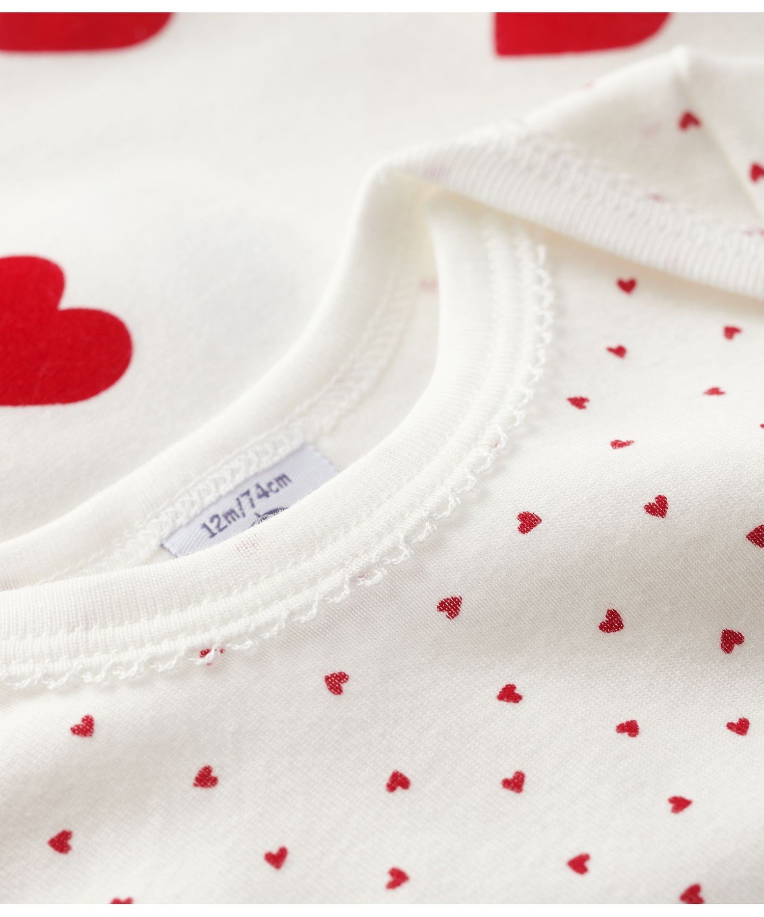 PETIT BATEAU ハートプリント半袖ボディ3枚組 プチバトー マタニティウェア・ベビ...