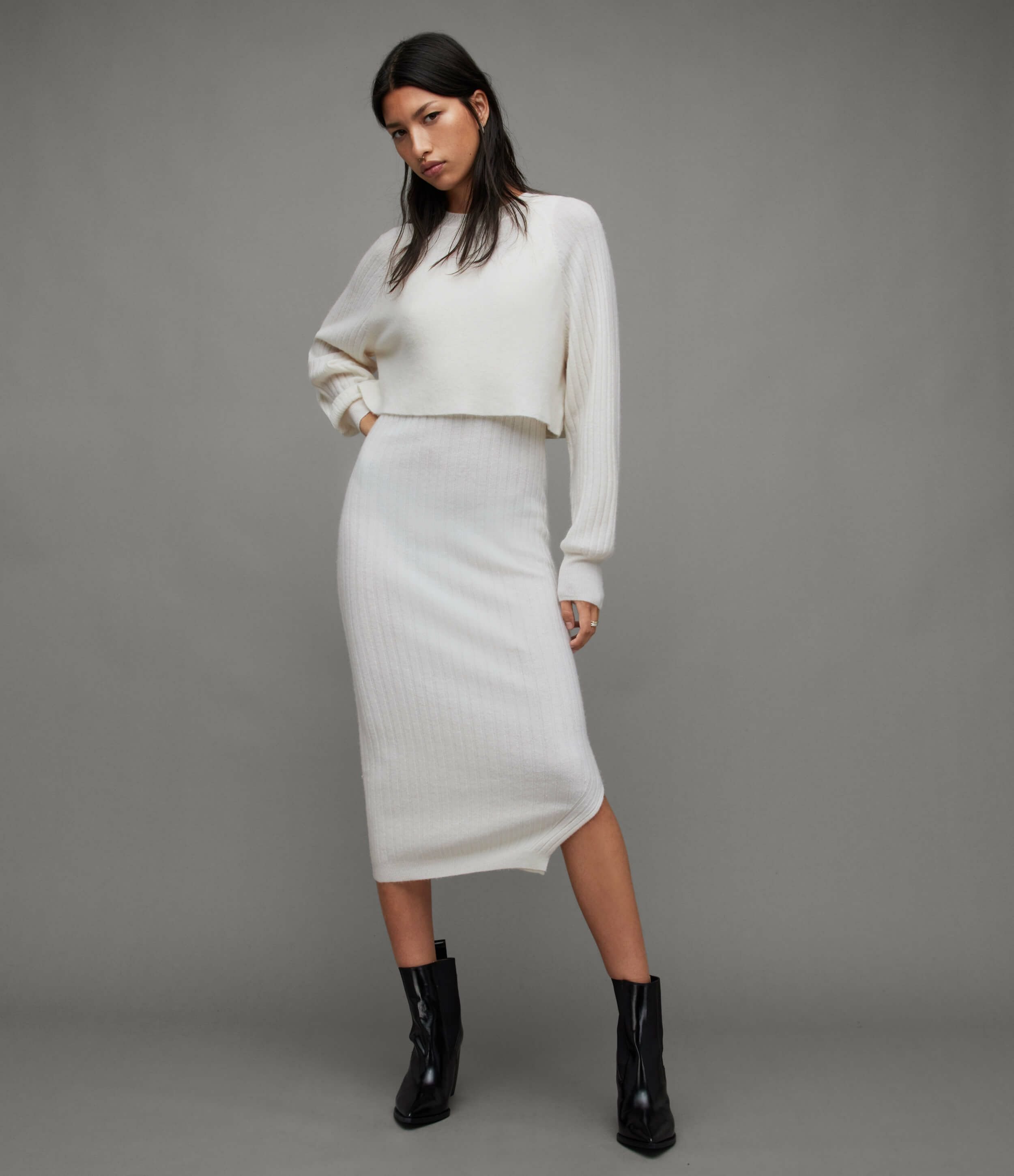 ySALE^30%OFFzALLSAINTS (W)MARGOT CREW DRESS I[ZCc s[XEhX s[X zCgyz