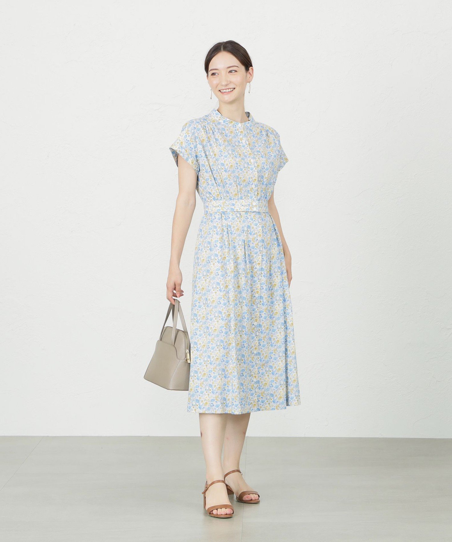 【SALE／40%OFF】AMACA 【LIBERTY】タナローンシャツワンピ アマカ ワンピース・ドレス ワンピース ブルー【送料無料】