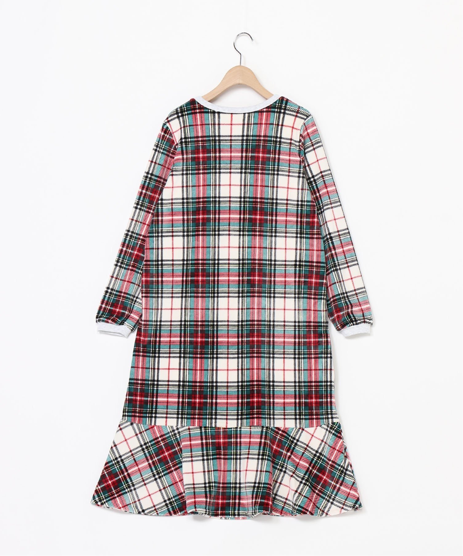 KID BLUE (W)24ストレッチシャギータータンチェック 長袖ワンピース キッドブルー インナー・ルームウェア その他のインナー・ルームウェア グリーン ホワイト