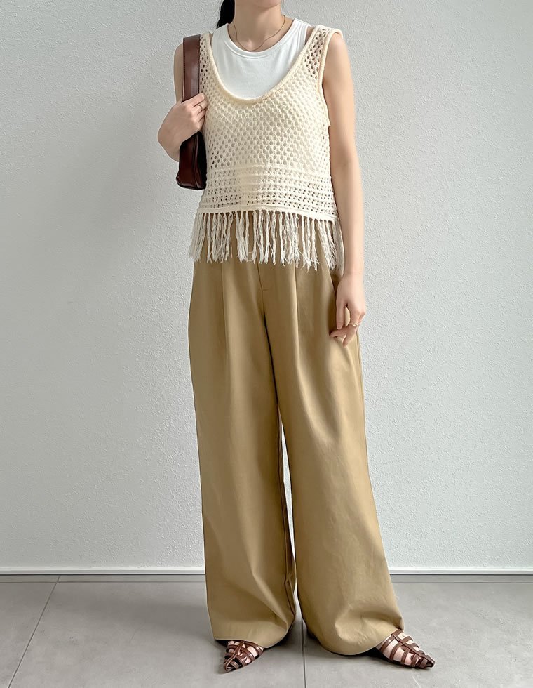 【SALE／70%OFF】Re:EDIT メッシュニットフリンジトップス リエディ トップス ニット オレンジ ホワイト ブラック stylife-15053434 Rakuten Fashion サンプル画像2