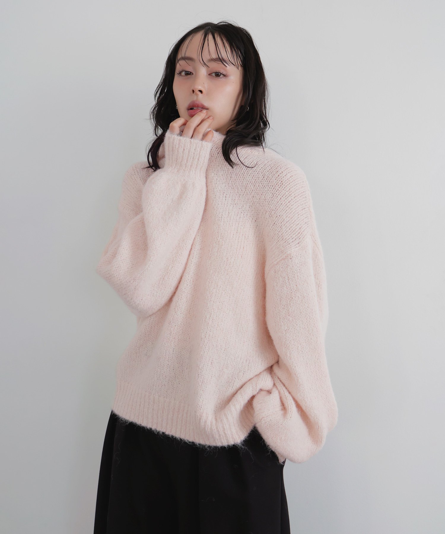 LIAN フーディーニットプルオーバー リアン トップス ニット グリーン グレー ブラウン ピンク【送料無料】