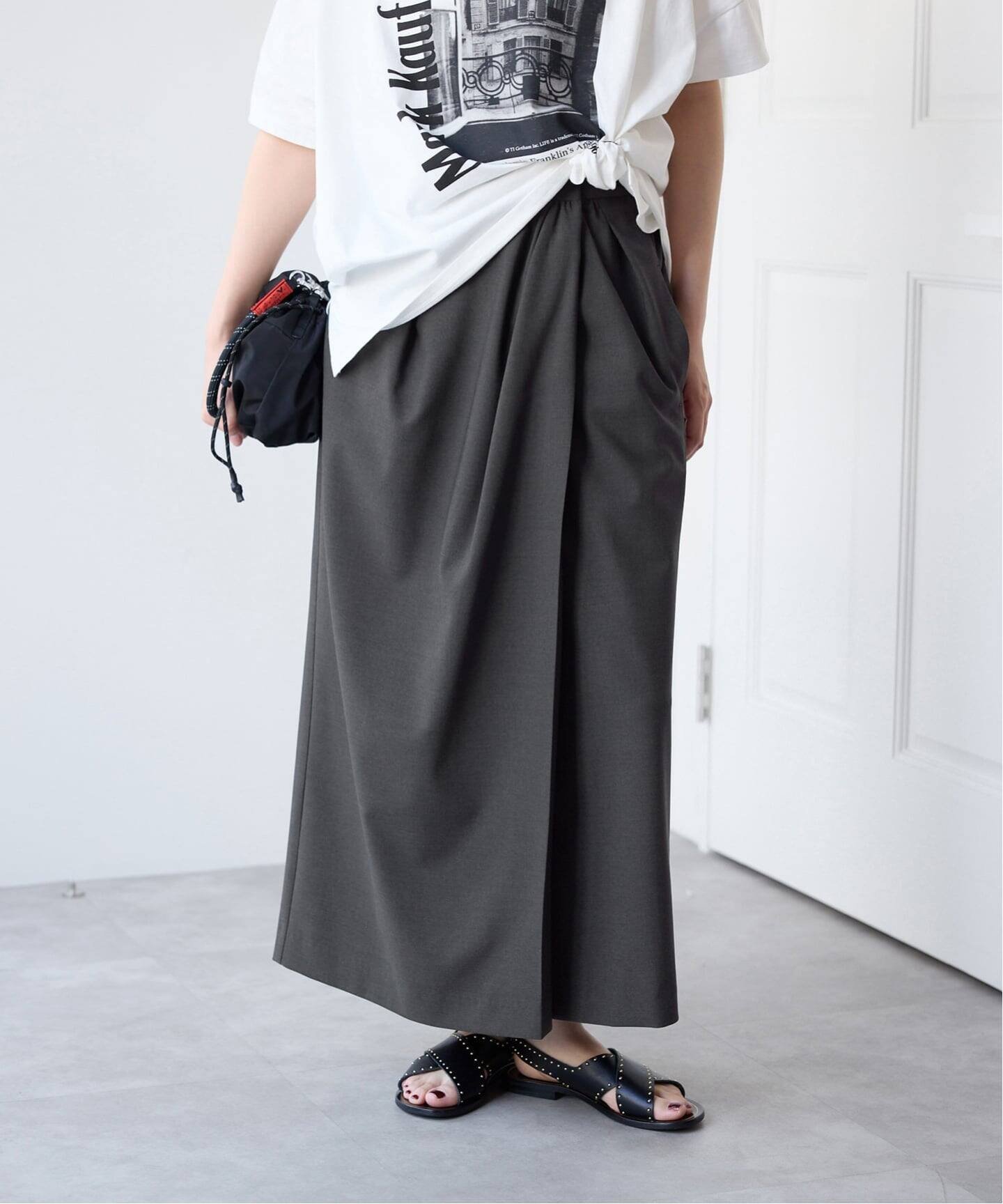 IENA アシンメトリーIラインスカート イエナ スカート ロング・マキシスカート グレー ベージュ
