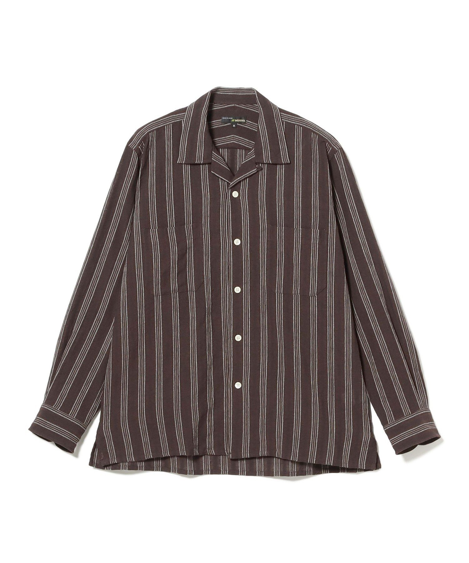 BEAMS PLUS MOJITO / ABSHINTH SHIRT Stripe ビームス メン トップス シャツ・ブラウス ブラウン【送料無料】