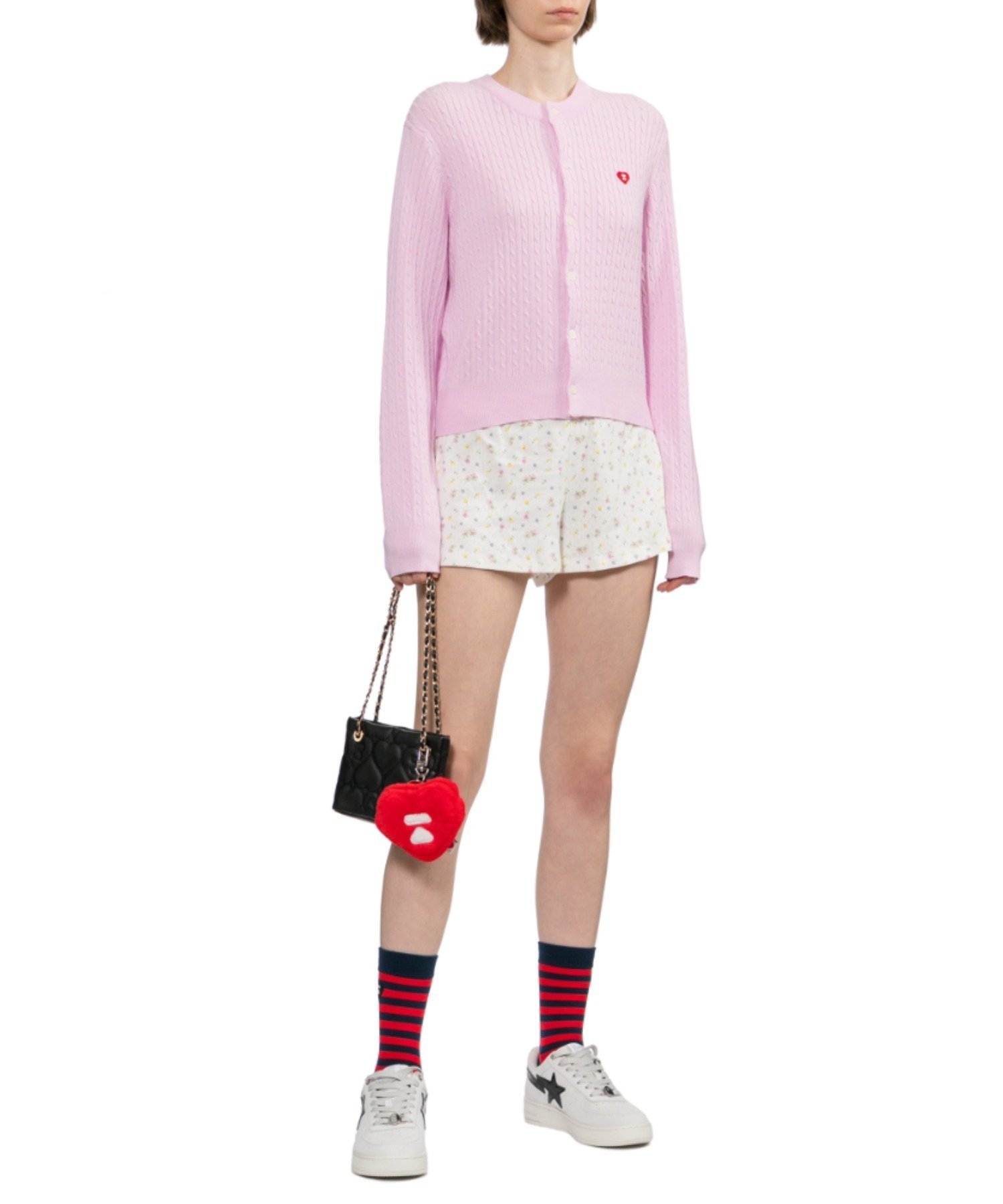 HEART BADGE CARDIGAN #3 ア ベイシング エイプ トップス ニット ピンク
