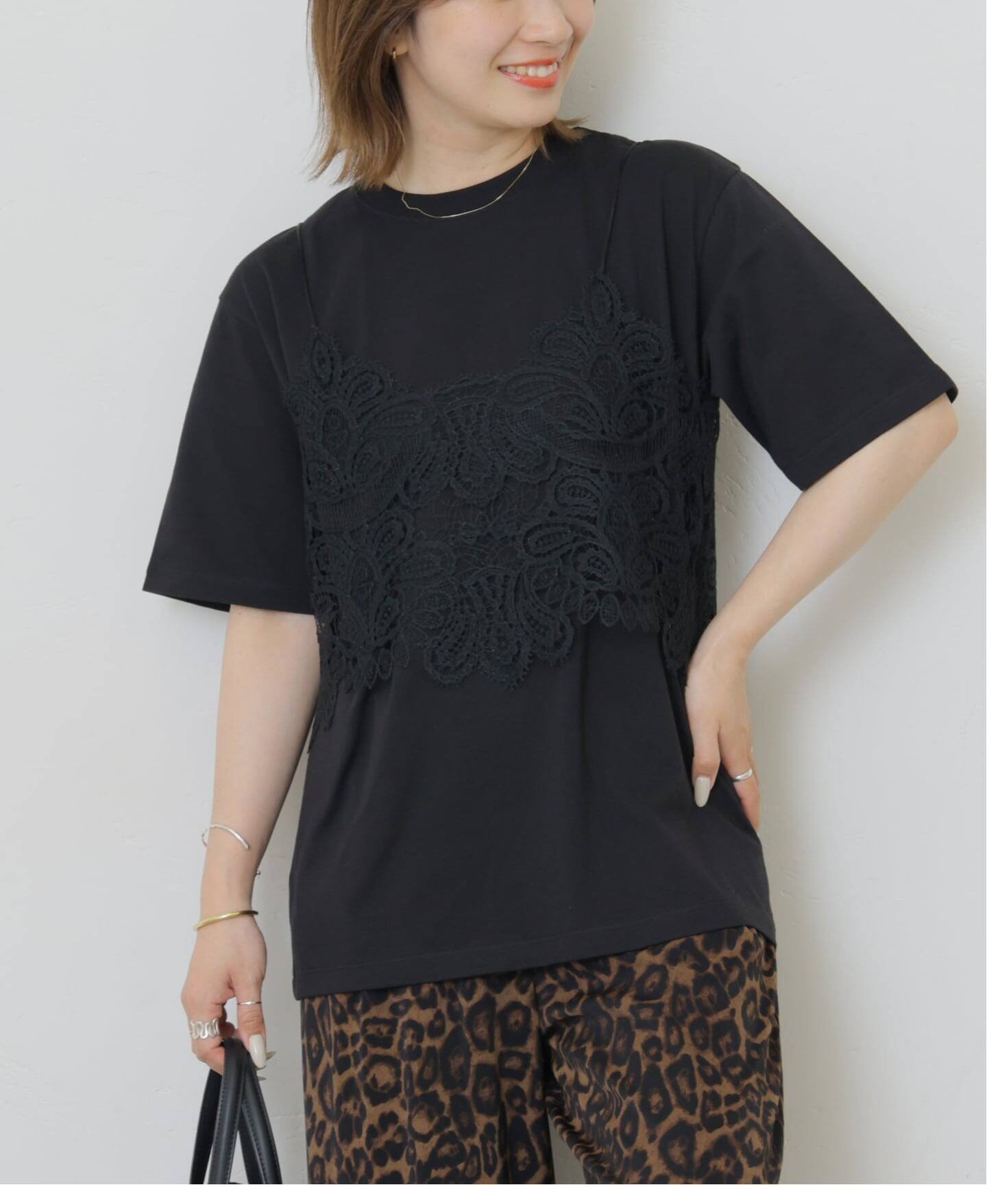JOURNAL STANDARD relume 《2枚セット》レーシービスチェセットTEE ジャーナル スタンダード レリューム トップス カットソー・Tシャツ ホワイト グレー ブラック