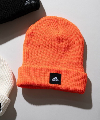 WEGO MEN'S adidas 2way KNIT WATCH ウィゴー 帽子 ニット帽・ビーニー ブラック オレンジ ホワイト WEGO MEN'S adidas 2way KNIT WATCH ウィゴー 帽子 ニット帽・ビーニー ブラック オレンジ ホワイト
