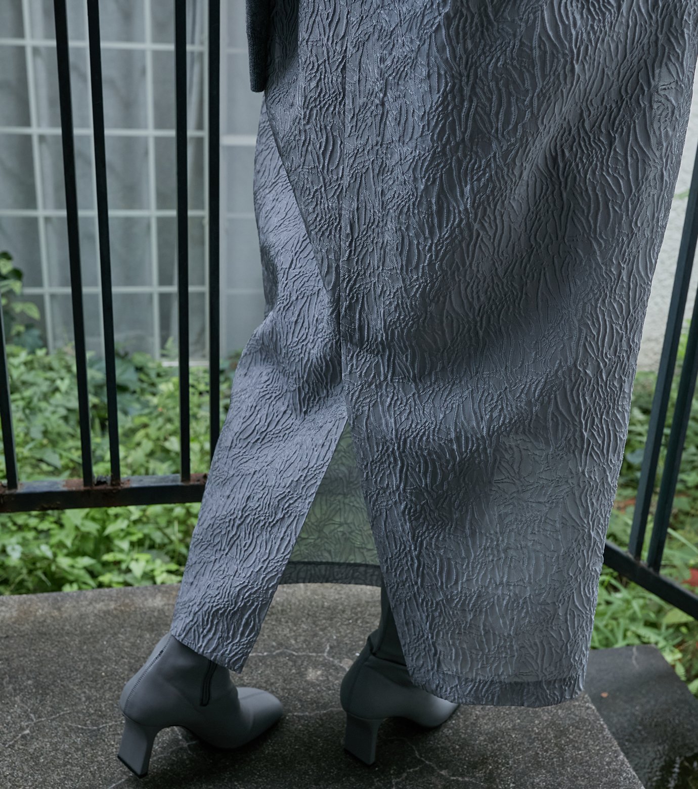 LE CIEL BLEU ハイネックウエストコクーンスカート / High-Waisted Cocoon Skirt ルシェルブルー スカート ミディアムスカート グレー ブラック