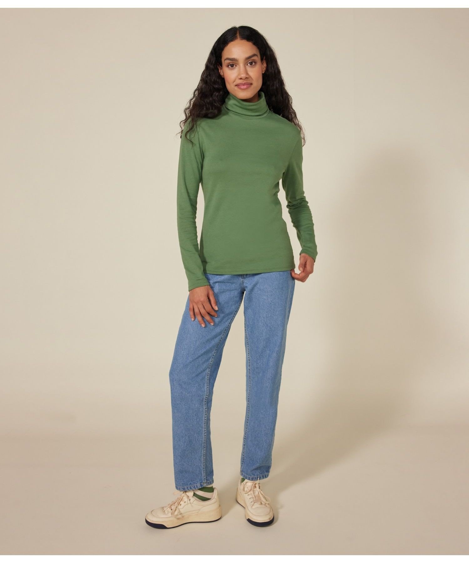 PETIT BATEAU 長袖タートルネック プチバトー トップス カットソー・Tシャツ グリーン ピンク【送料無料】