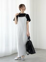 【SALE/60%OFF】Te chichi TERRASSE 無地/ラメボーダーカットキャミワンピース テチチ ワンピース・ドレス ワンピース グレー ベージ...