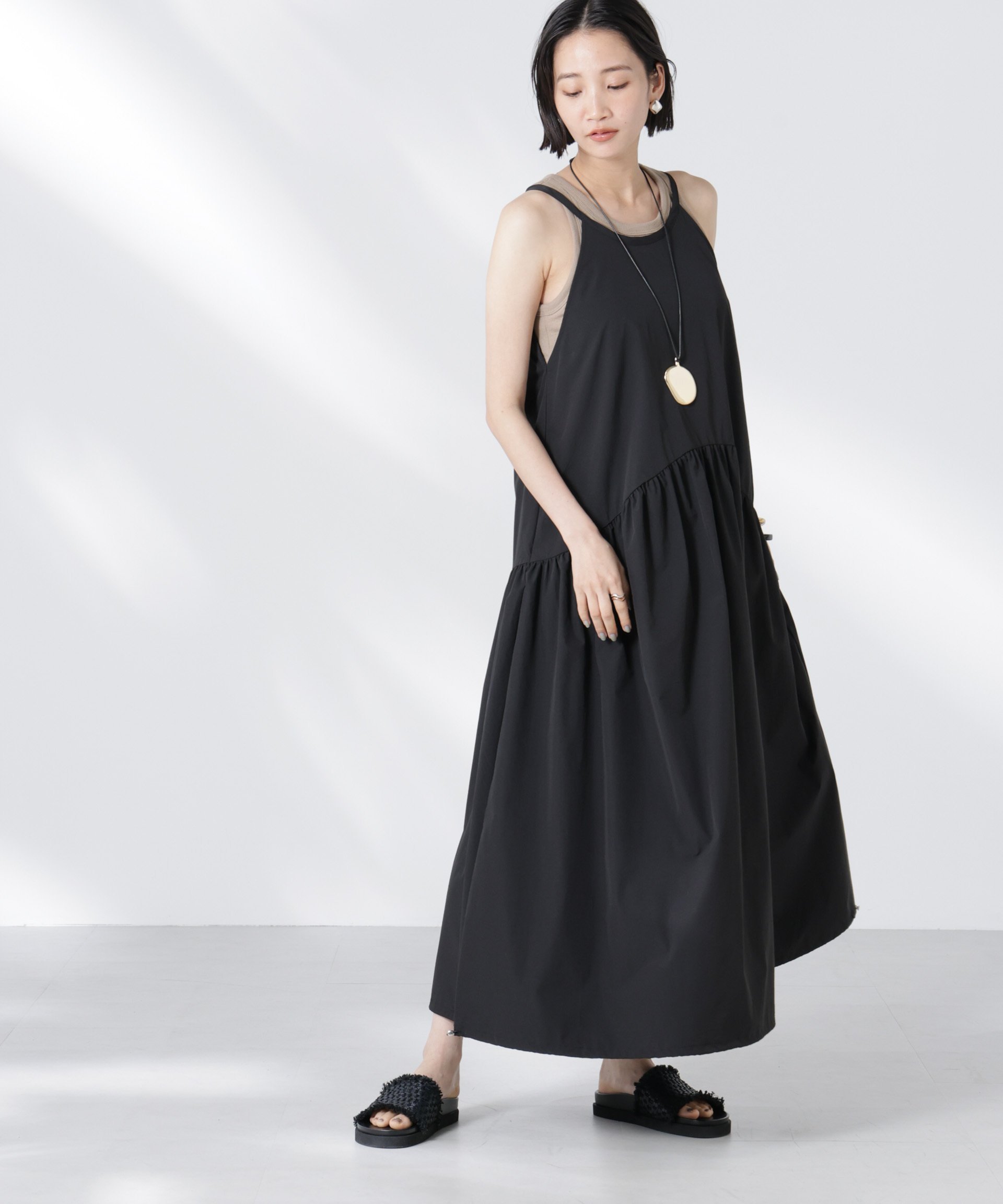 【SALE／50%OFF】NANO universe アメスリバルーンワンピース ナノユニバース ワンピース・ドレス ワンピース ブラック グレー カーキグリーン stylife-15145722 Rakuten Fashion サンプル画像2
