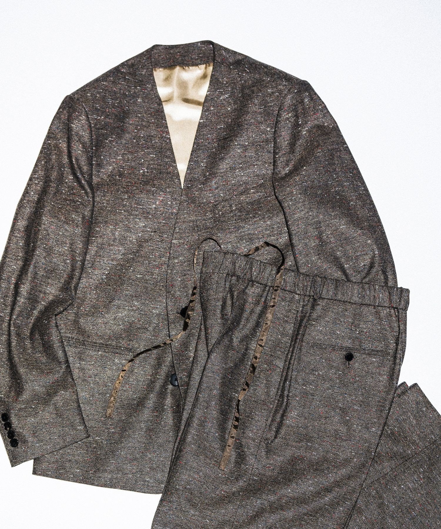 【SALE／70%OFF】ADAM ET ROPE' HOMME ハードクロス ノーカラージャケット / セットアップ対応 アダムエロペ ジャケット・アウター ノーカラージャケット ブラック【送料無料】