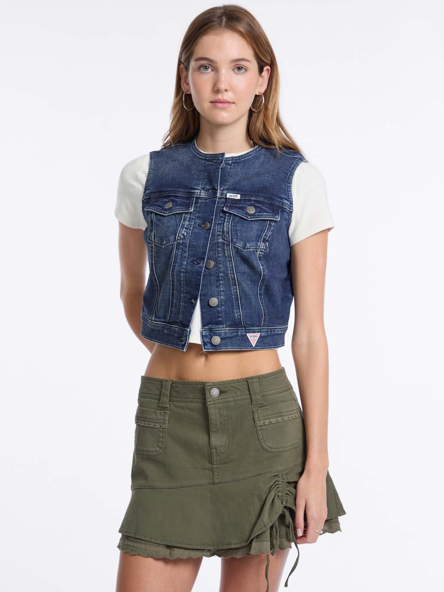 GUESS Originals GUESS Originals デニム ベスト (W)Denim Top ゲス ジャケット・アウター デニムジャケット ブルー【送料無料】のサムネイル