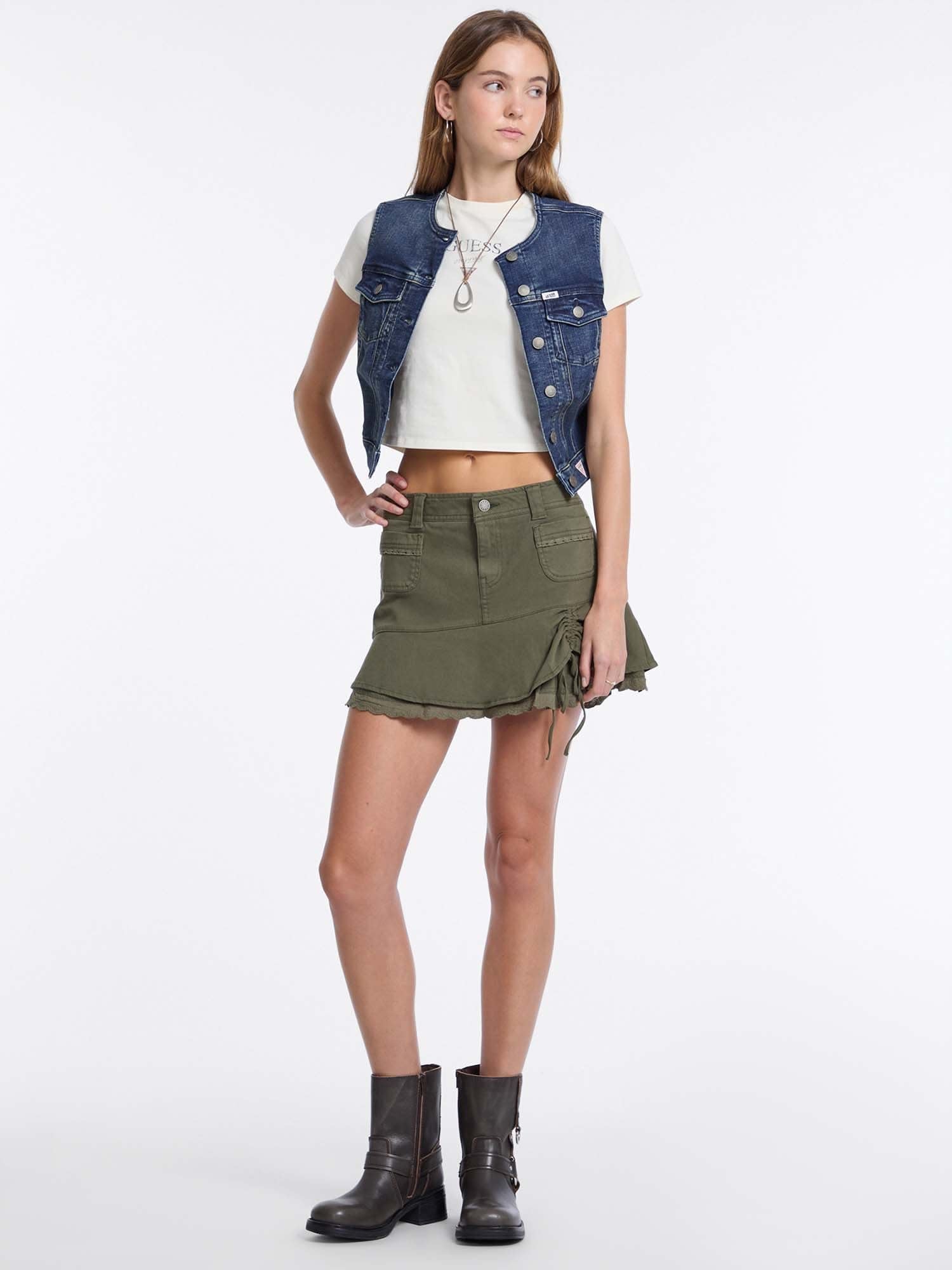 【SALE／50%OFF】GUESS Originals GUESS Originals デニム ベスト (W)Denim Top ゲス ジャケット・アウター デニムジャケット ブルー【送料無料】