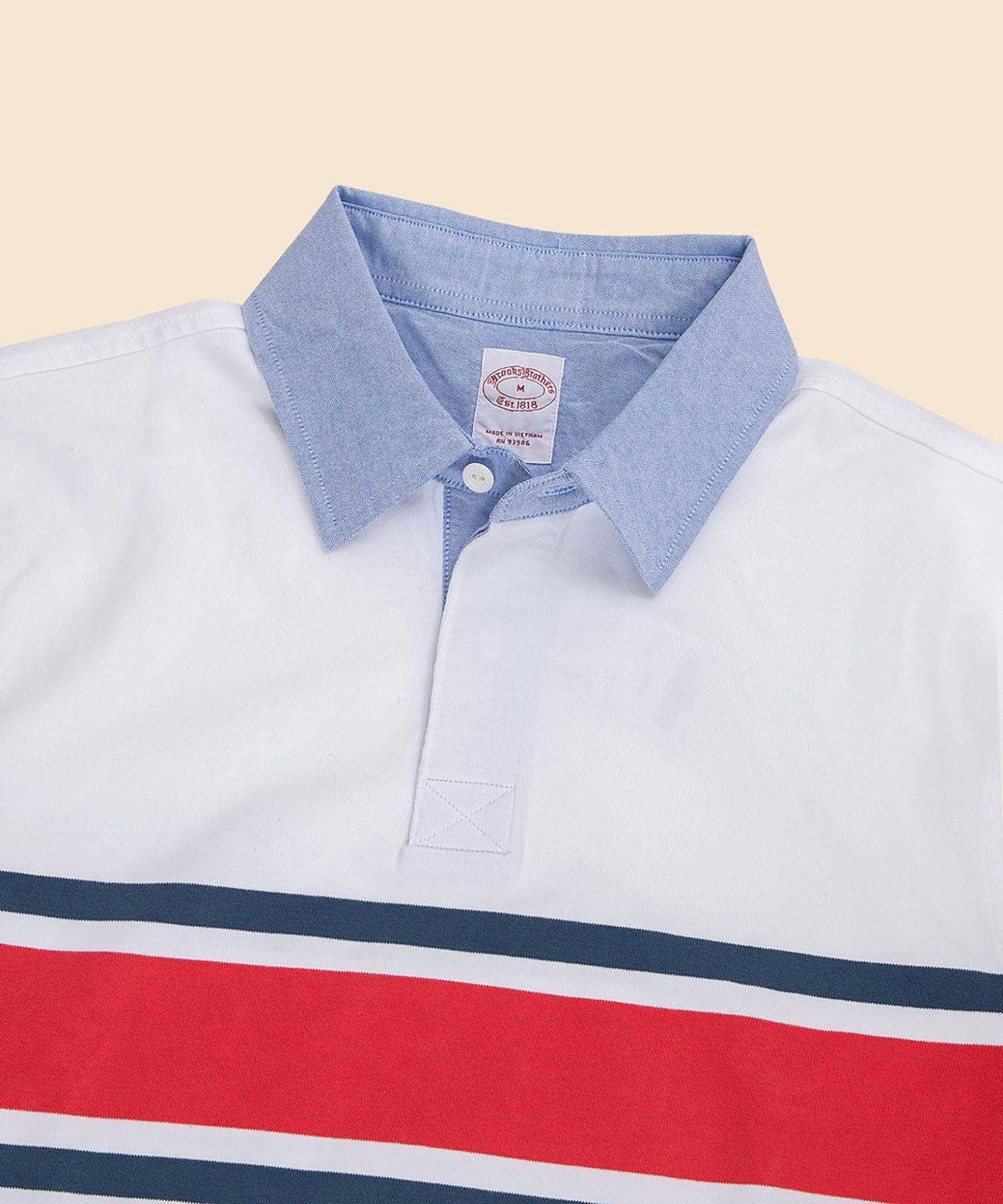 【SALE／45%OFF】BROOKS BROTHERS コットンジャージー GFロゴ チェストストライプ ラグビーシャツ ブルックス ブラザーズ トップス ポロシャツ ネイビー ホワイト【送料無料】