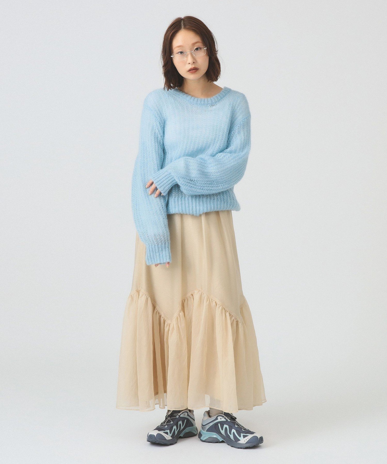 【SALE／50%OFF】Ray BEAMS シアー ティアード スカート ビームス ウイメン スカート その他のスカート ベージュ ブラック【送料無料】