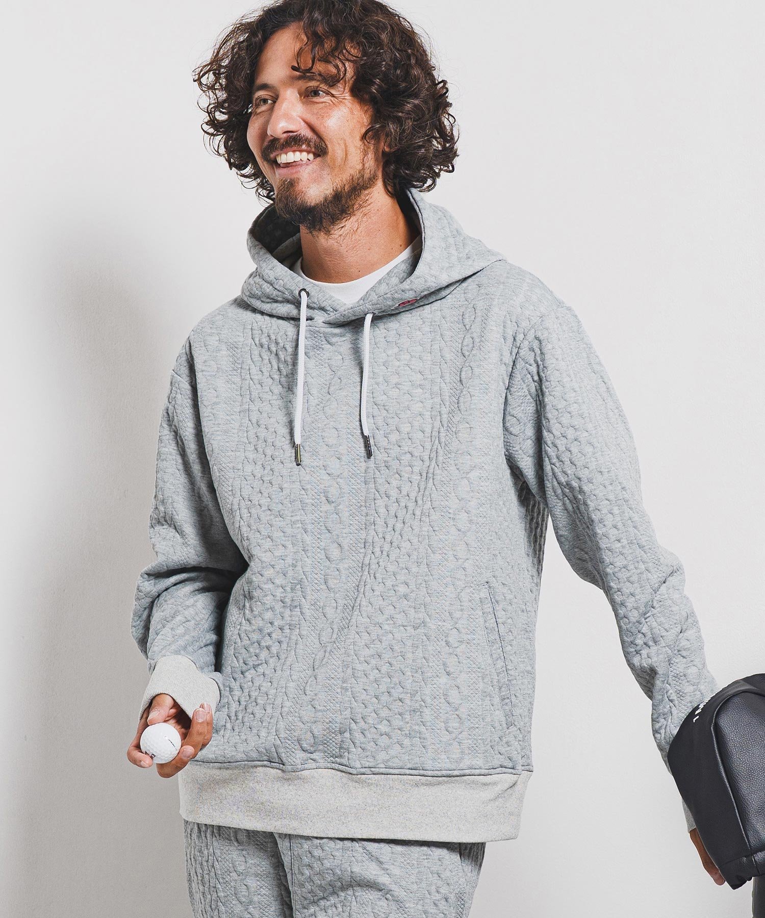 1minute 1second mpa3957-cable knit hoodie with heart patch パーカー カンビオ トップス パーカー・フーディー グレー ブラック【送料無料】