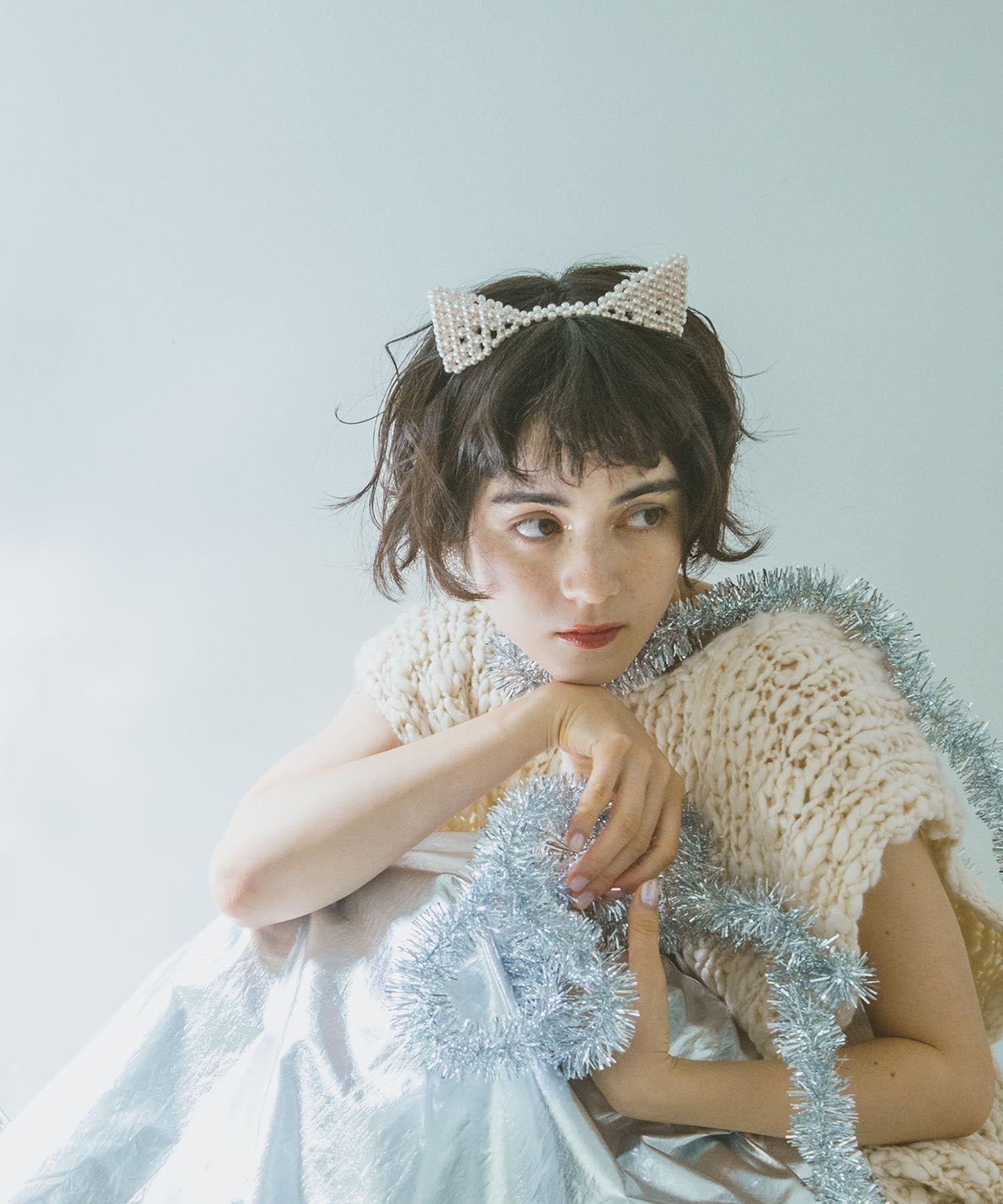 Three Four Time Three Four Time/パールネコミミカチューシャ スリーフォータイム ヘアアクセサリー カチューシャ・ヘアバンド ホワイト