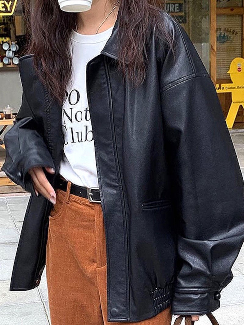【SALE／35%OFF】SHEENA オーバーサイズフェイクレザーブルゾン ディアベル ジャケット・アウター ブルゾン・ジャンパー ブラック【送料無料】