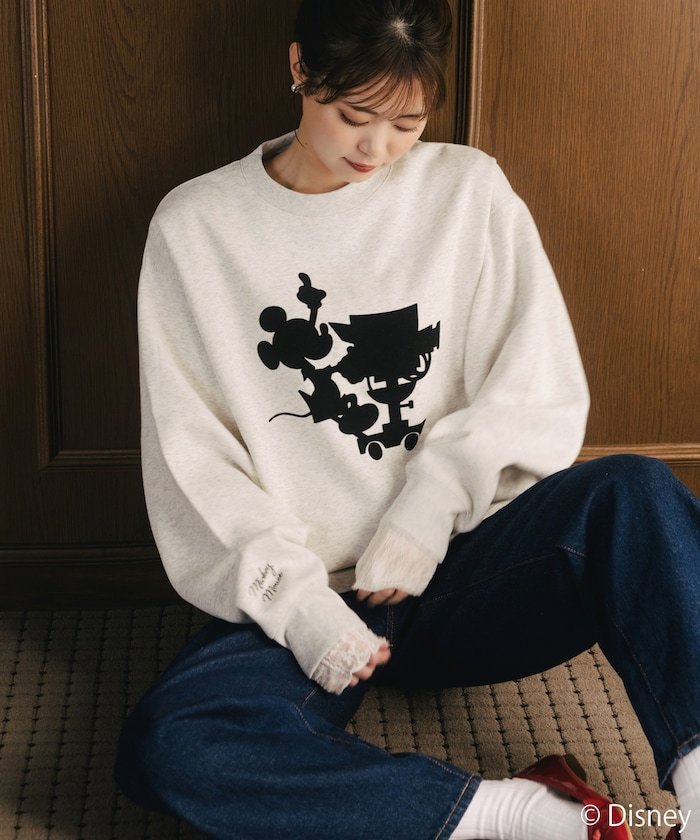 FREAK'S STORE FREAK'S STORE×前田亜美/Disney/Mickey Mouse/ミッキーマウス/フロッキー プリント スウェット【限定展開】 25AW フリークスストア トップス スウェット・トレーナー ネイビー【送料無料】
