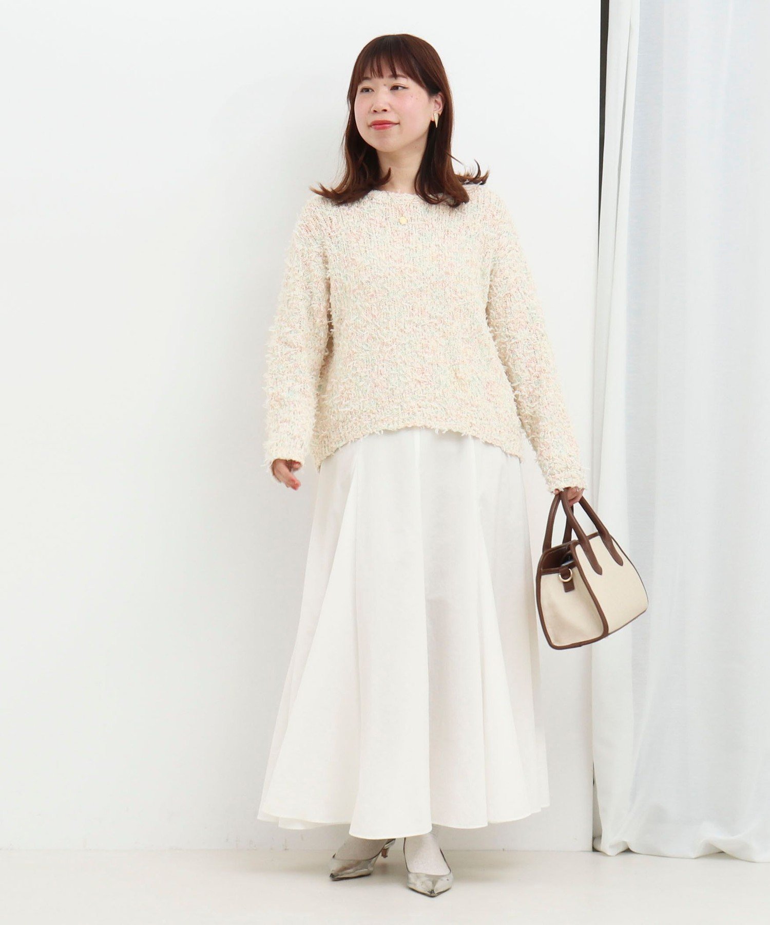 【SALE／40%OFF】MICO COULIER リボンチュール×カスリスラブ ラウンドプルオーバーニット ノーリーズ トップス ニット【送料無料】