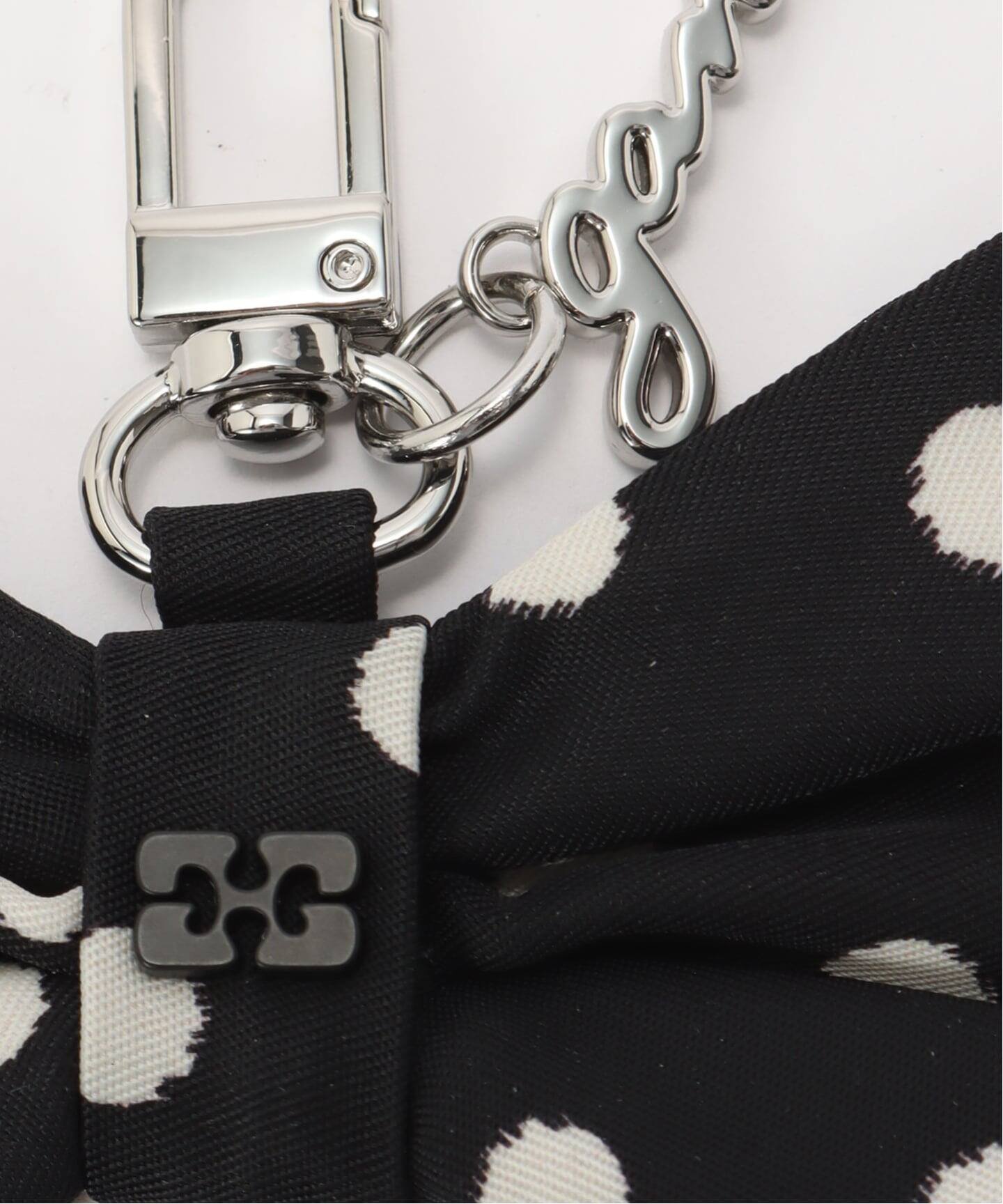 U by SPICK&SPAN GANNI / ガニー Bow Charm Printed Nylon ユーバイスピックアンドスパン 財布・ポーチ・ケース その他の財布・ポーチ・ケース ブラック【送料無料】