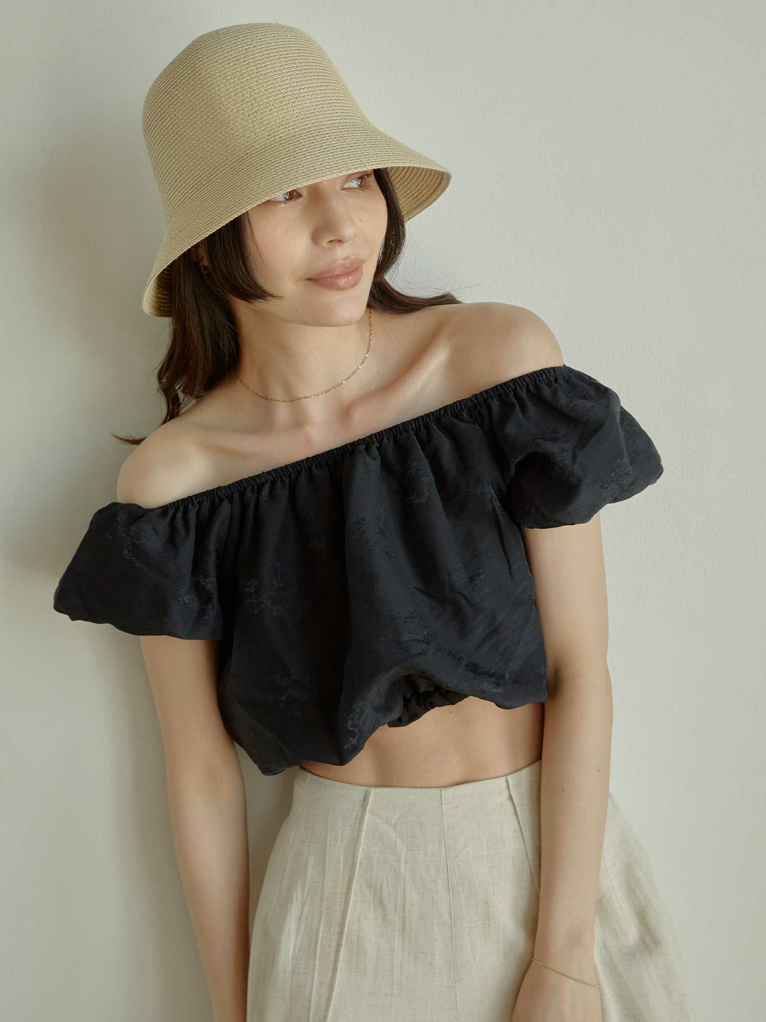 【SALE／50%OFF】ACYM Paper bucket ハット アシーム 帽子 ハット ベージュ ブラック