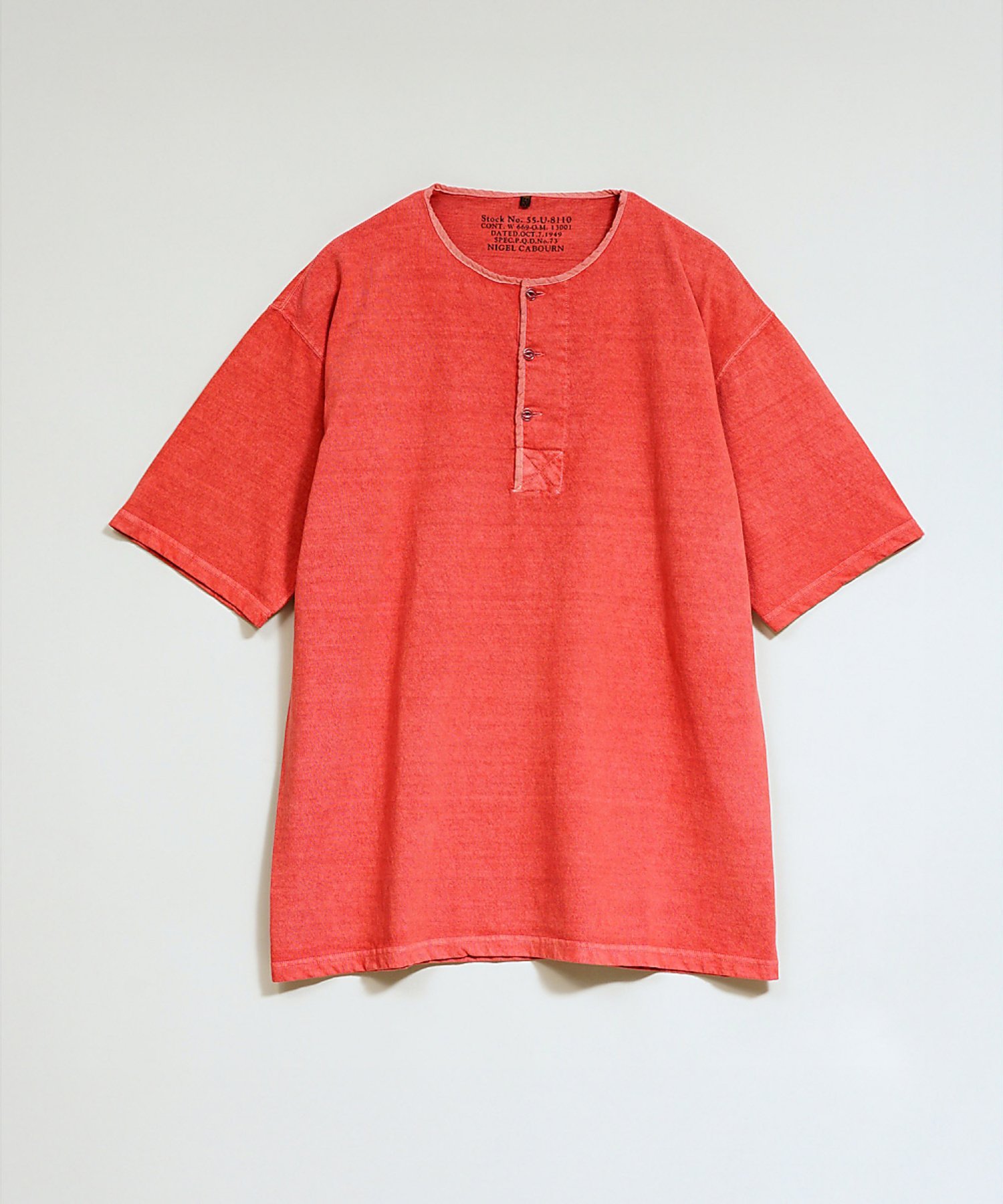 Nigel Cabourn 【公式】ナイジェル・ケーボン / MAN / 50s ヘンリーネックシャツ - ナイジェル・ケーボン トップス カットソー・Tシャツ レッド【送料無料】