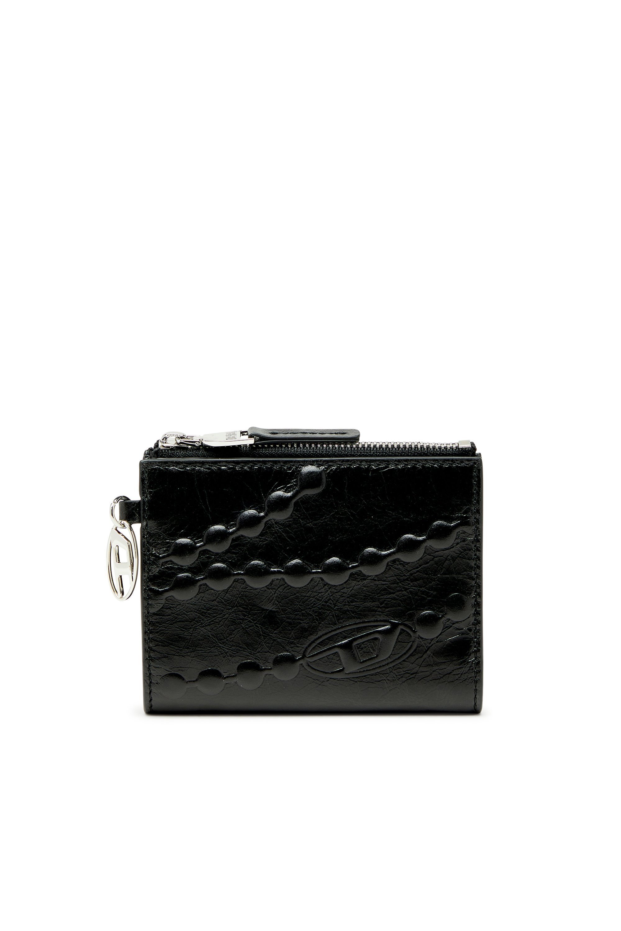 DIESEL ウィメンズ 二つ折りウォレット OVAL-D BI FOLD ZIP I ディーゼル 財布・ポーチ・ケース 財布 ブラック【送料無料】