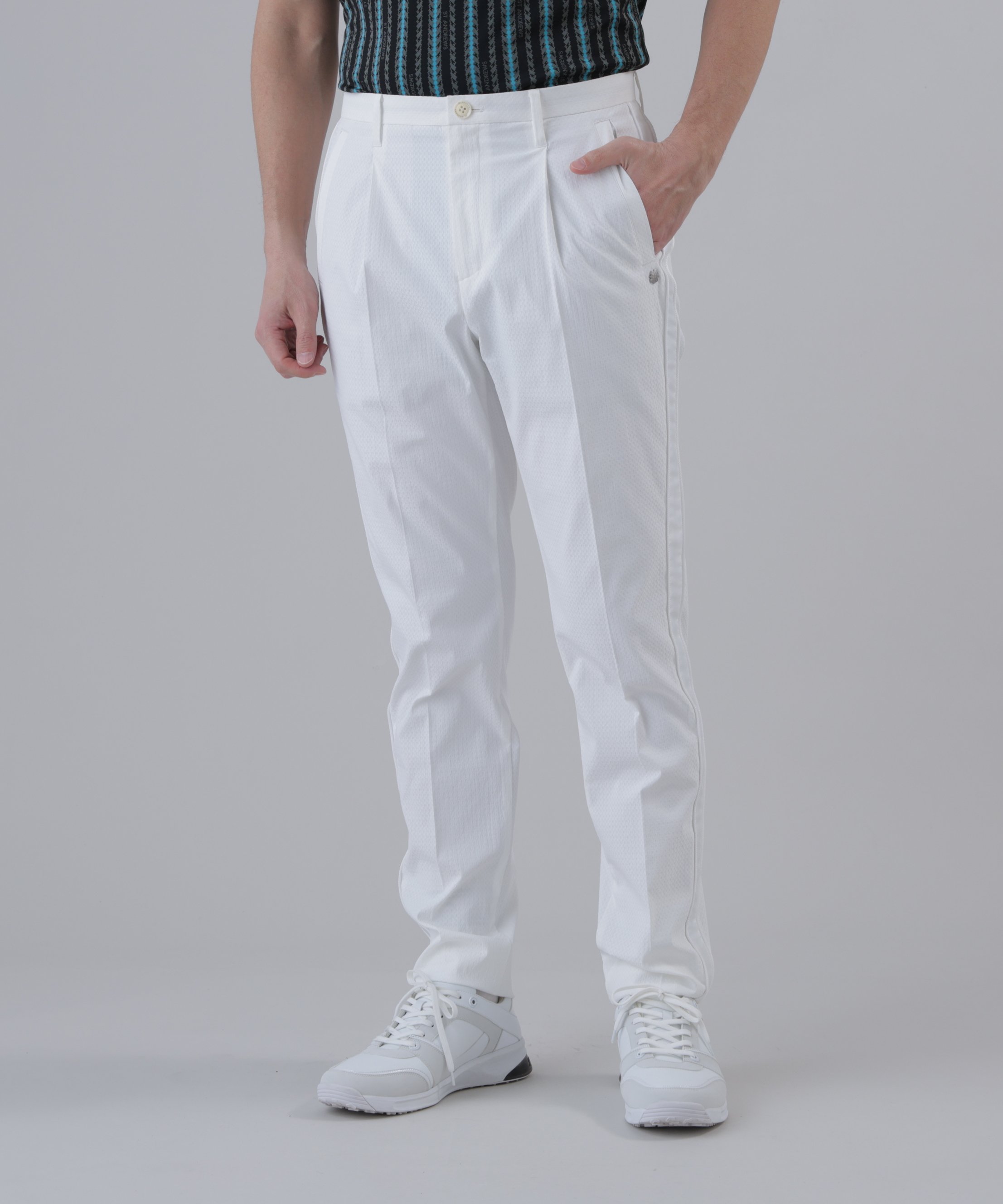 St ANDREWS ストレッチジャガードパンツ (MENS) セントアンドリュース パンツ その他のパンツ ホワイト ブラック