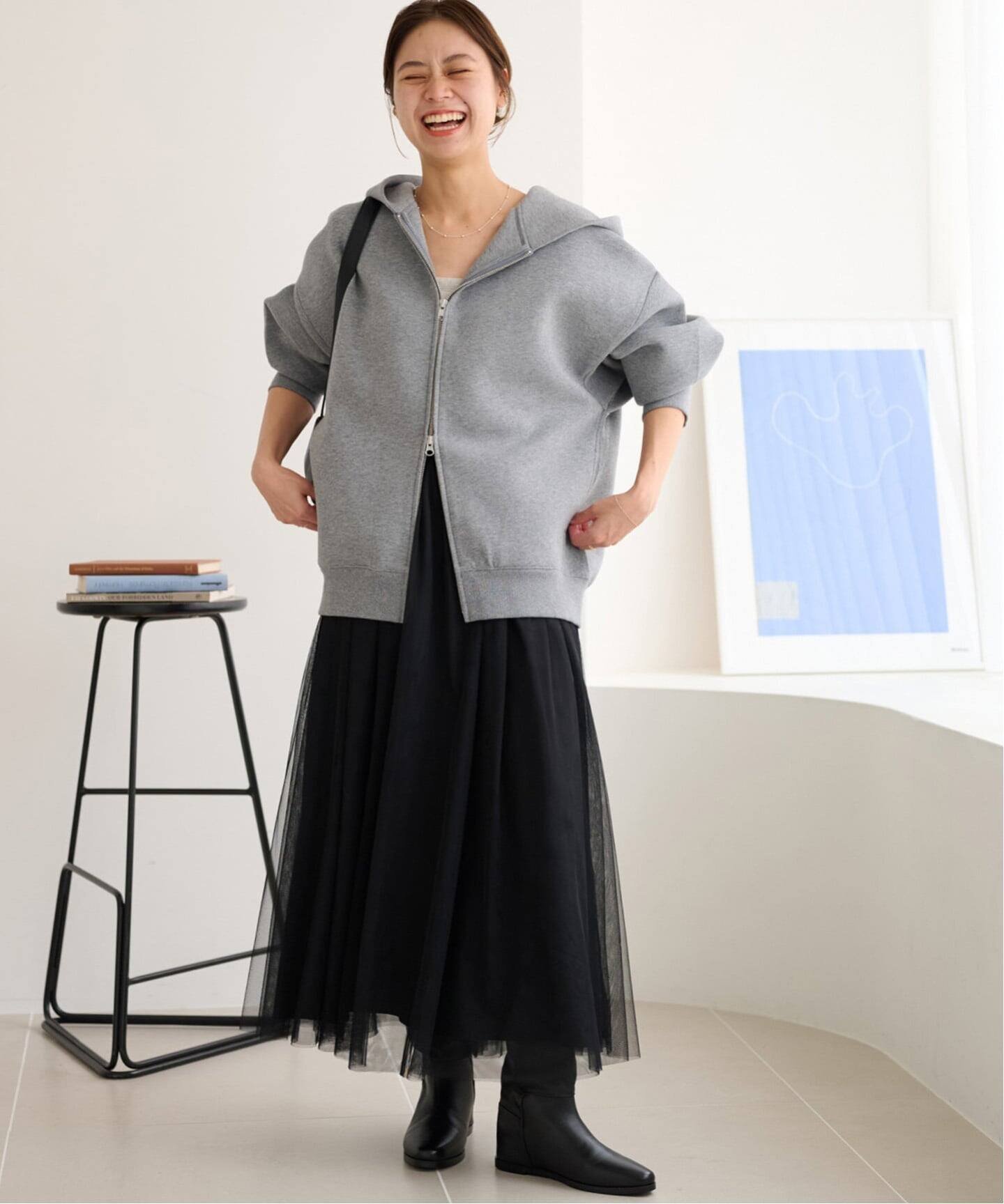 JOURNAL STANDARD relume 《WEB限定追加》ウォッシャブルチュールイージースカート ジャーナル スタンダード レリューム スカート ロング・マキシスカート グレー ブラック