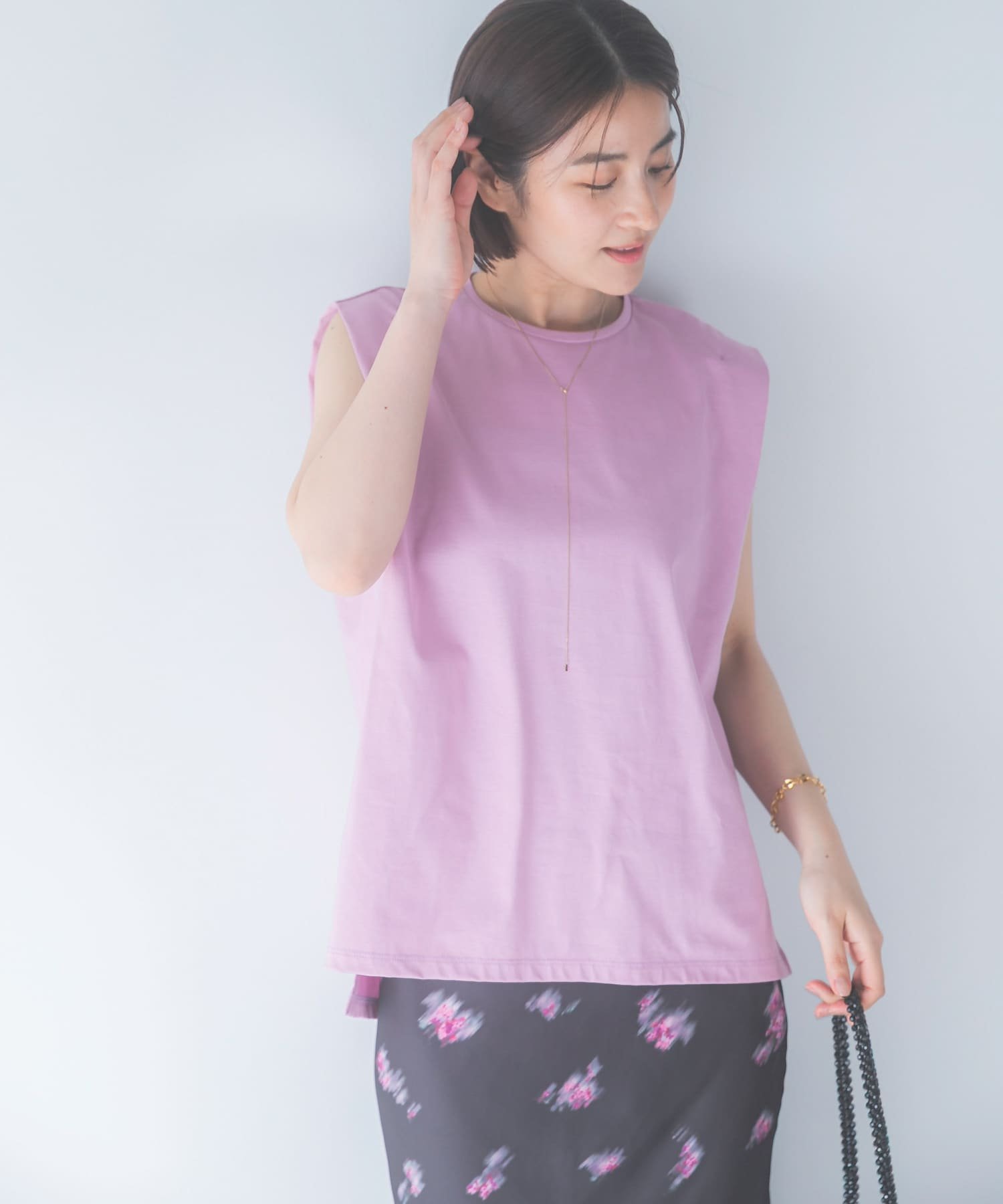 ROSSO ULTIMAタックスリーブカットソー アーバンリサーチロッソ トップス カットソー・Tシャツ ピンク ネイビー ホワイト