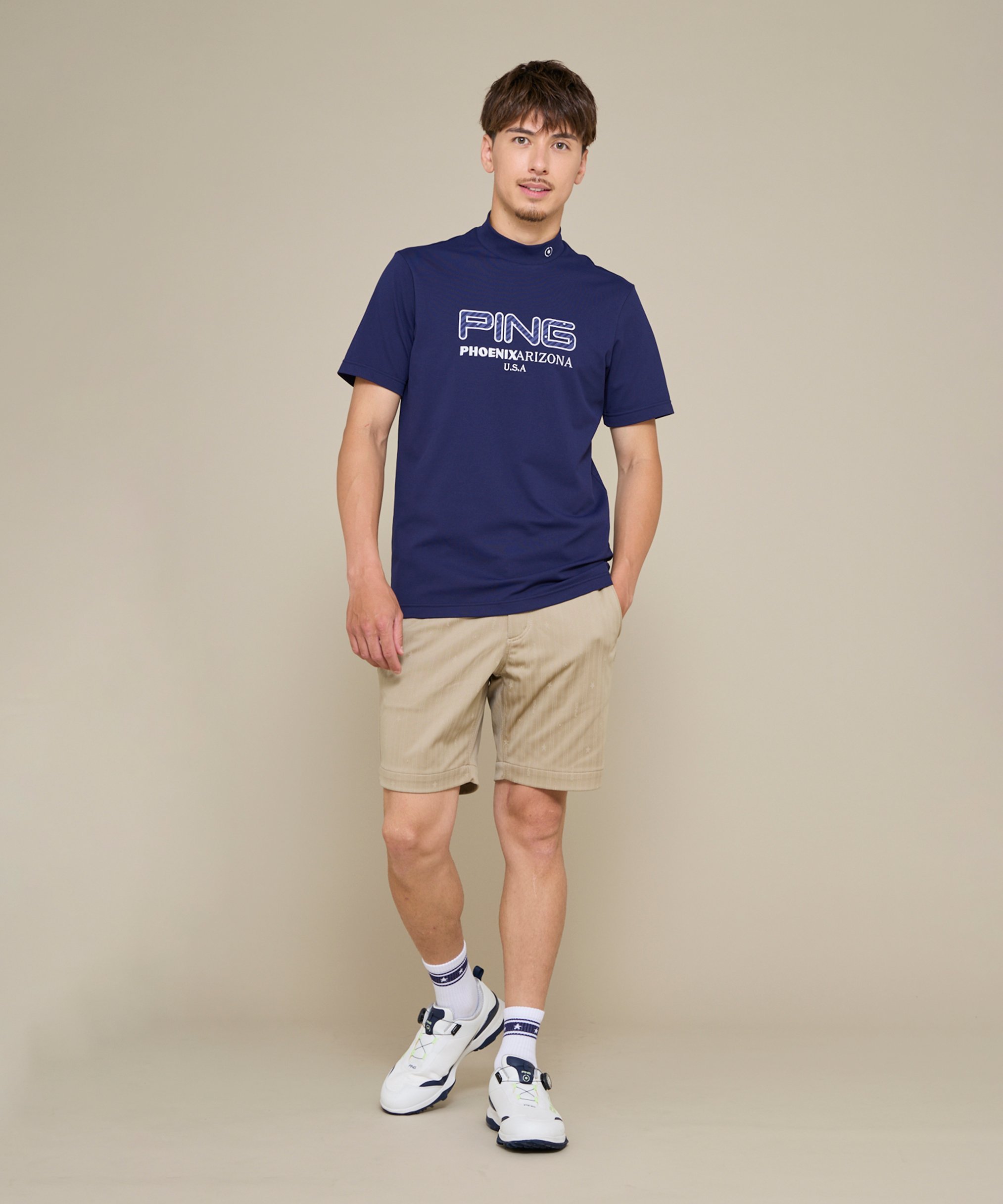 【SALE／30%OFF】PING APPAREL 全方向ストレッチ凸凹ストライプジャカードショートパンツ ＜NATIVE＞ (MENS) ピン アパレル トップス ベスト・ジレ ベージュ ホワイト レッド ネイビー【送料無料】