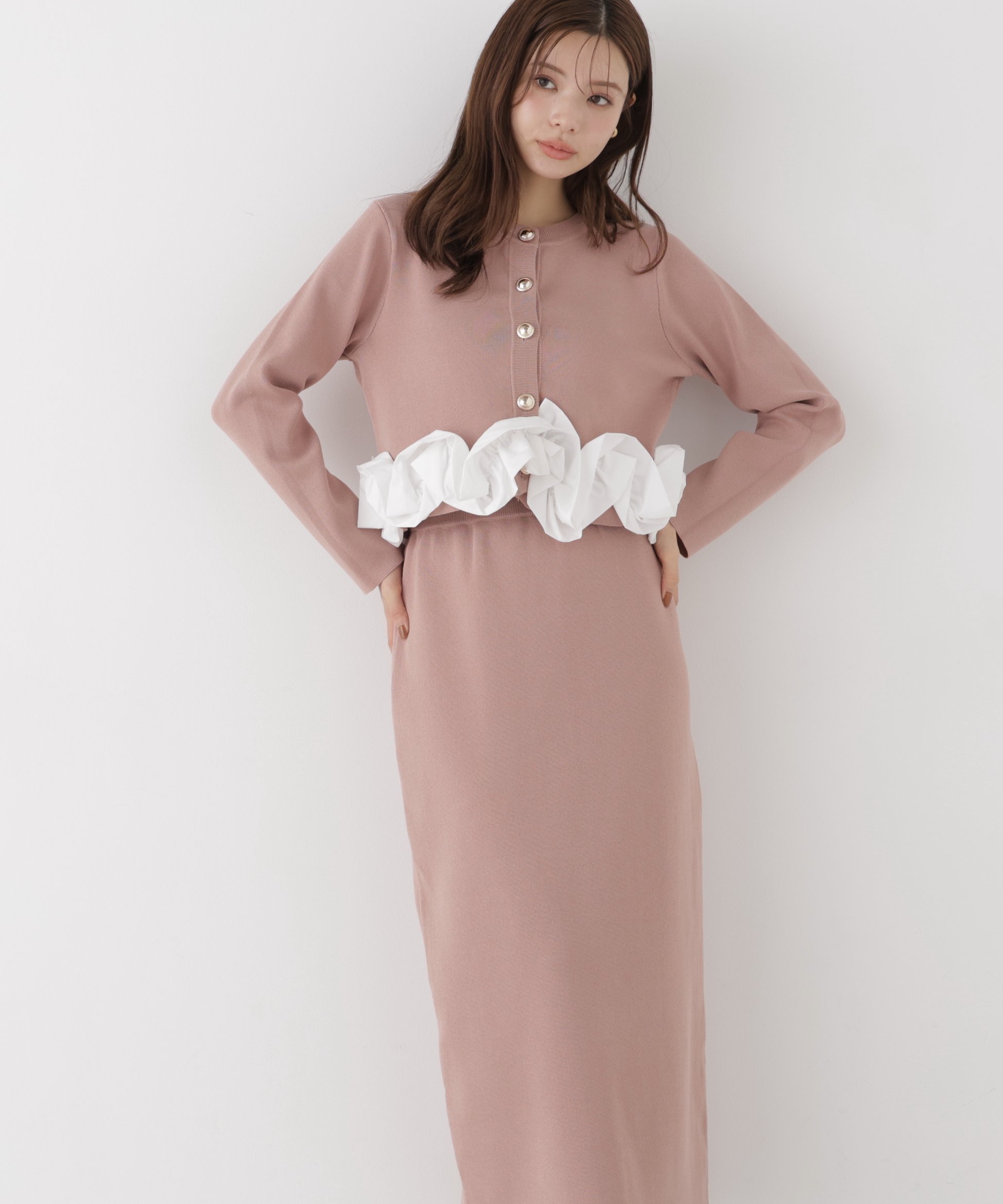 PROPORTION BODY DRESSING ホイップヘムニットセットアップ プロポーションボディドレッシング ワンピース・ドレス ワンピース ブルー ホワイト